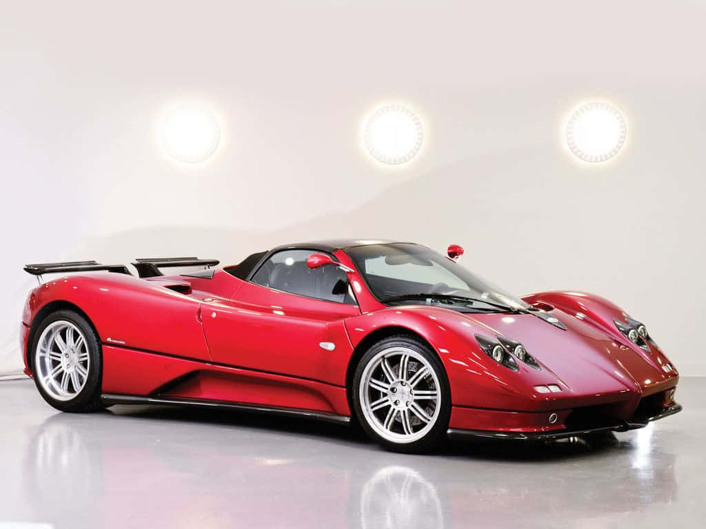 Pagani Zonda C12 Roadster, glossy red, studio lights, SD Desktop Wallpaper