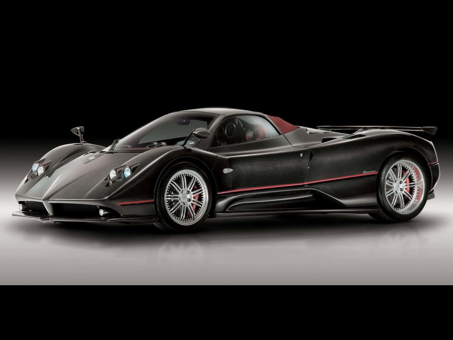Pagani Zonda F, black, red accents, Full HD Desktop Wallpaper
