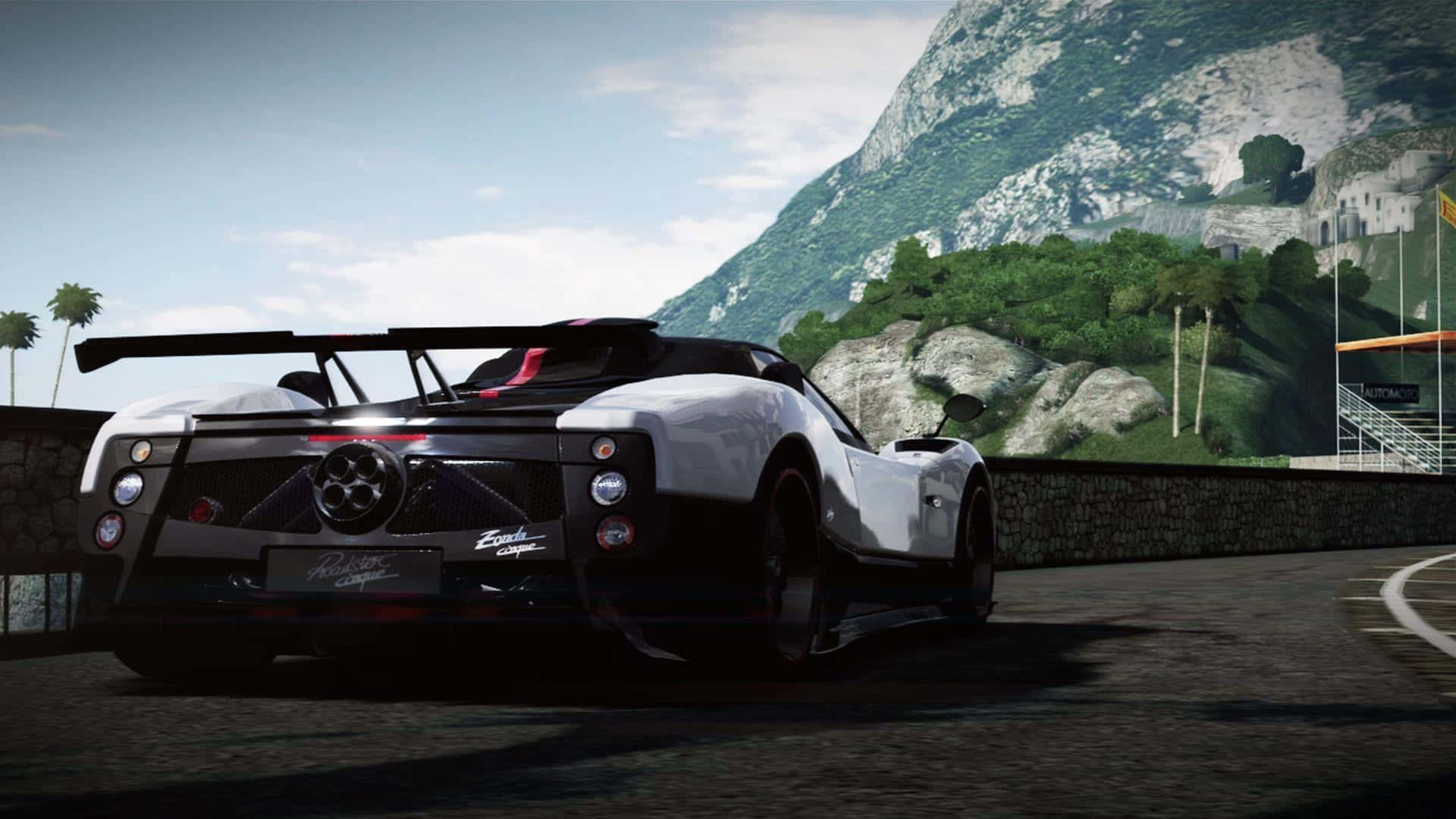 Pagani Zonda F, white and black, winding mountain road, Full HD Desktop Wallpaper