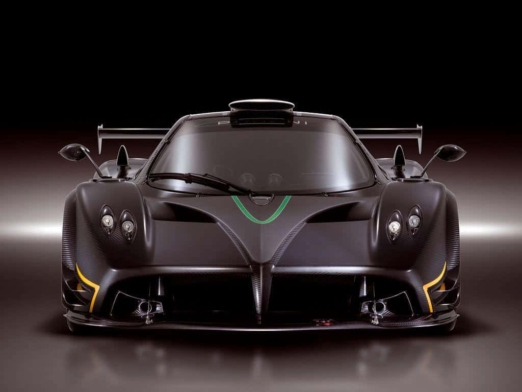 Pagani Zonda R, bold black, glowing green accents, SD Desktop Wallpaper