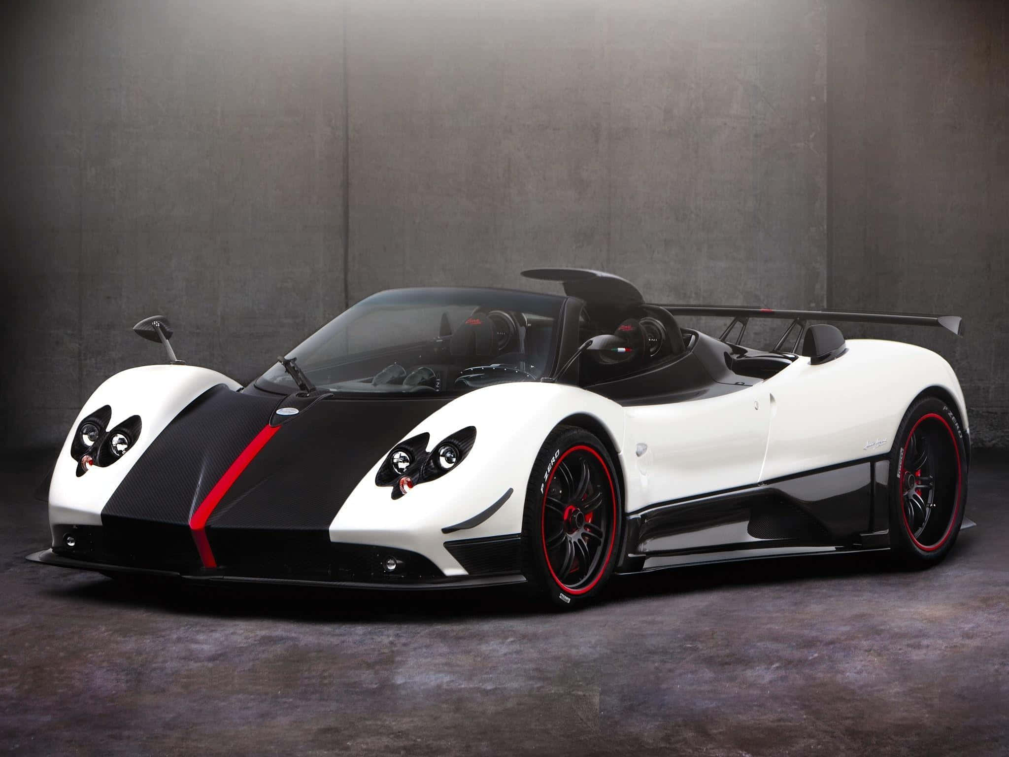 Pagani Zonda R, white and black, red accents, Full HD Desktop Wallpaper