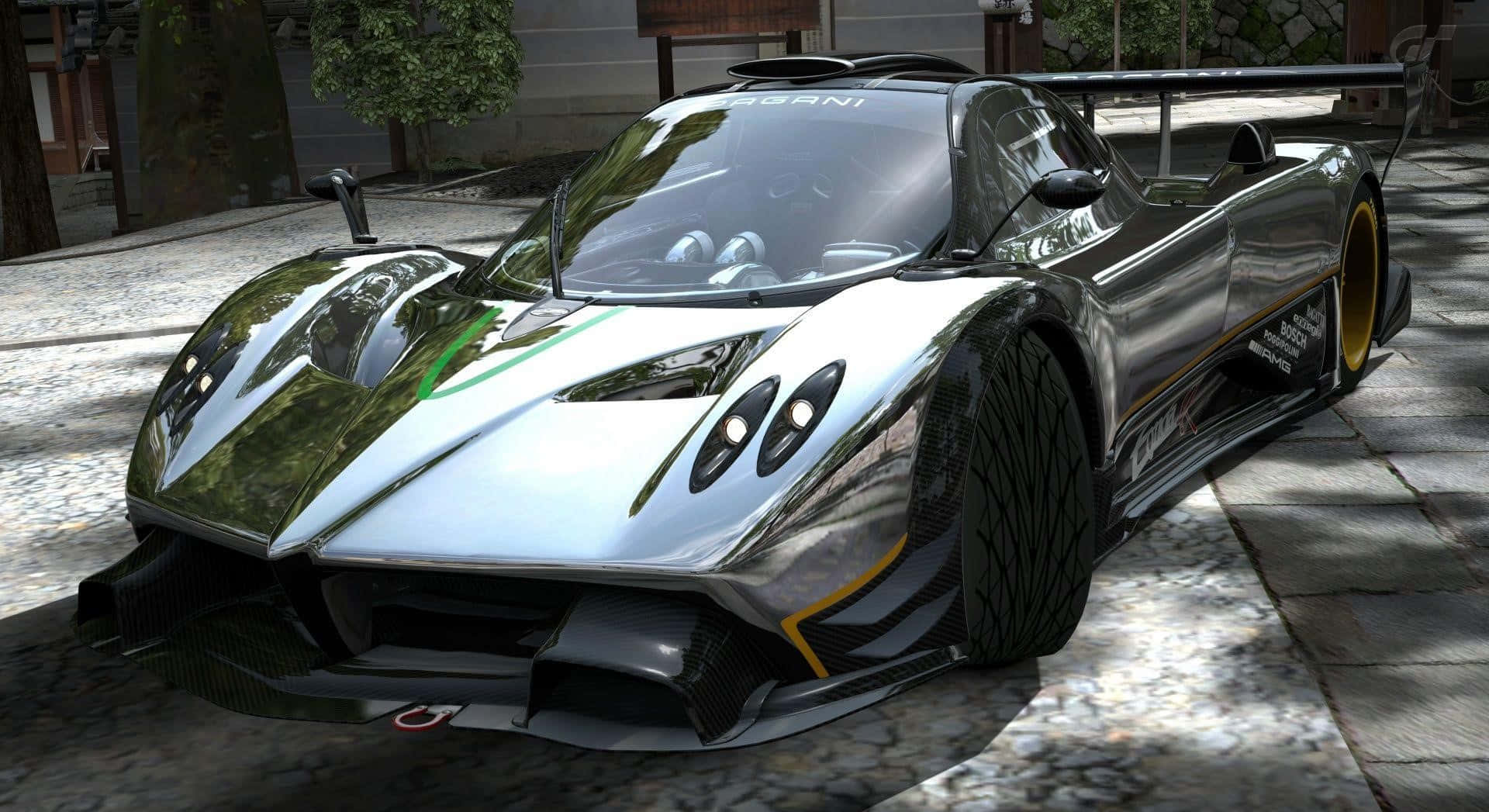 Pagani Zonda R, silver, green, Full HD Desktop Wallpaper
