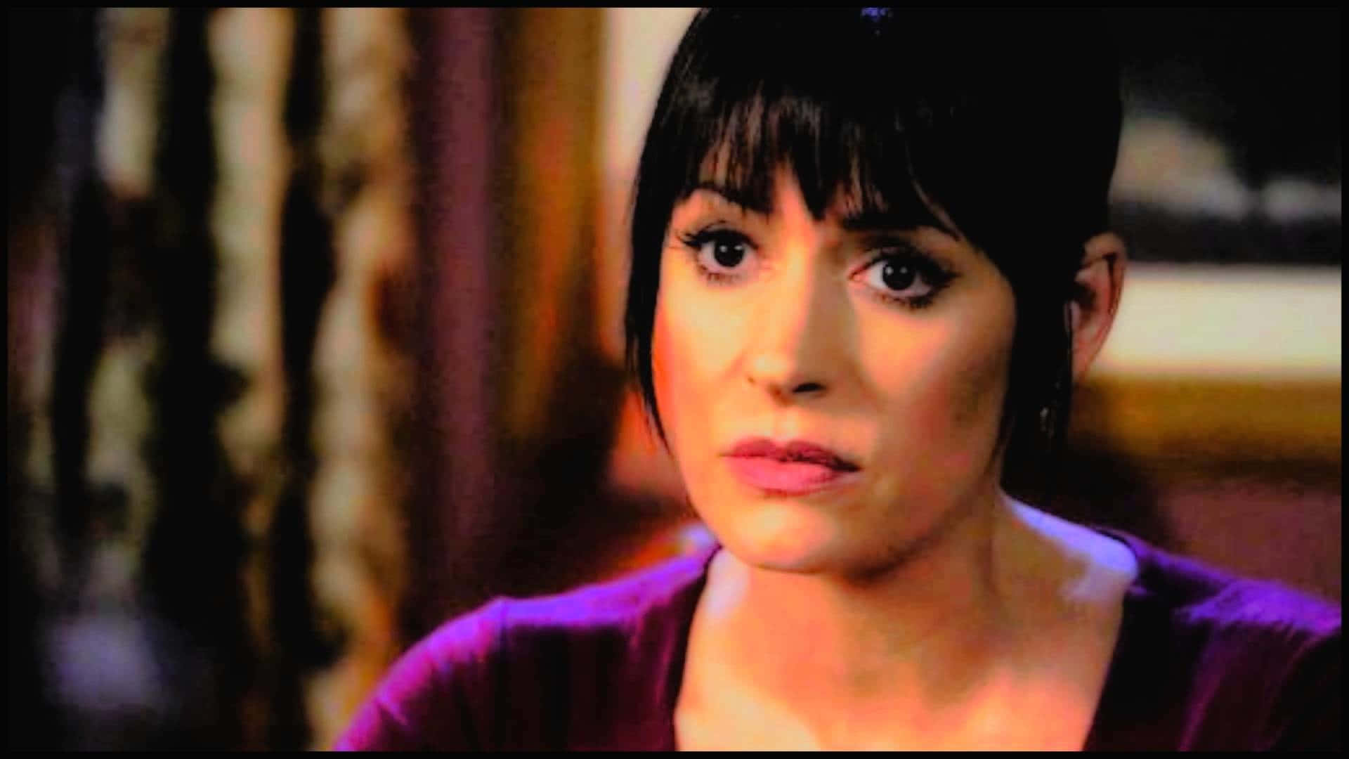 Paget Brewster, dark hair, purple top, Full HD Desktop Wallpaper