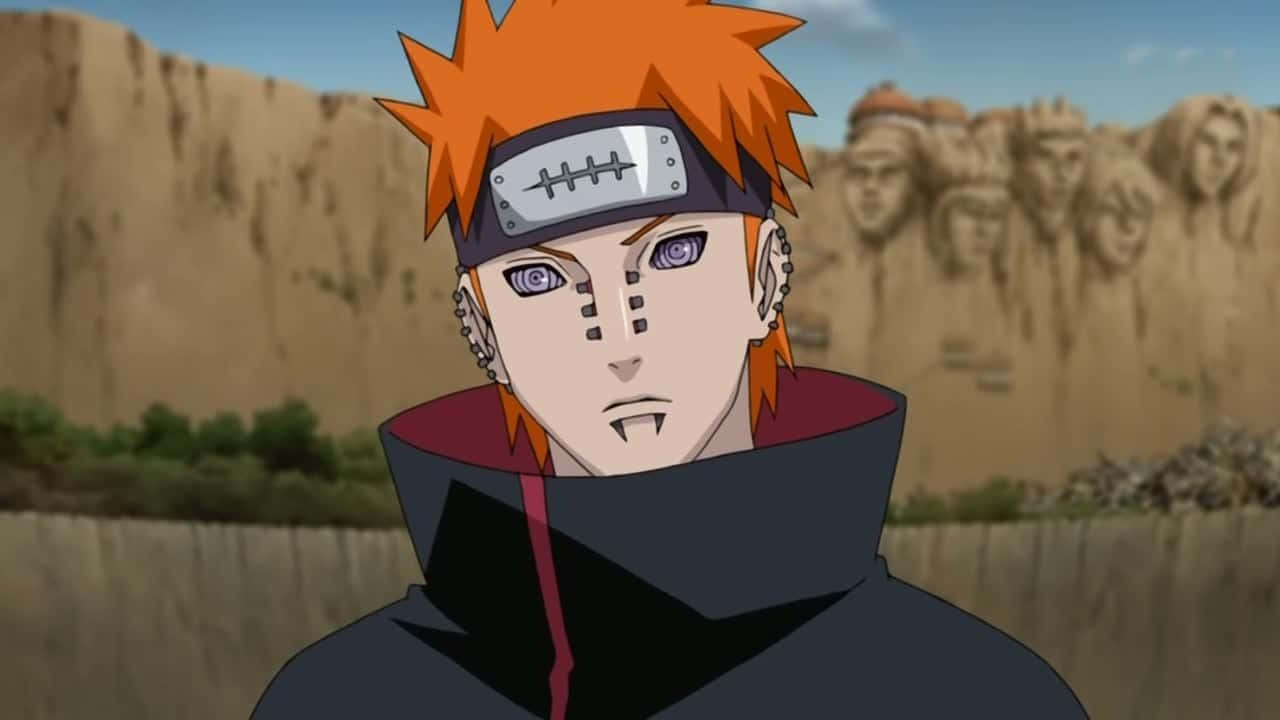 Pain Akatsuki, spiky orange hair, purple eyes, HD Desktop Wallpaper