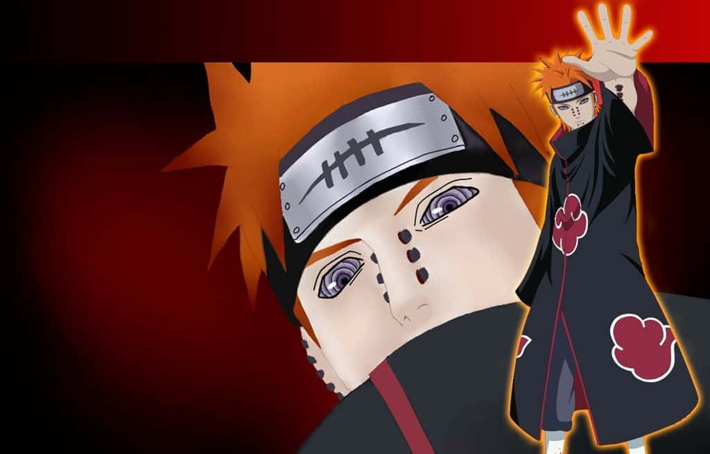 Pain Akatsuki, orange hair, red cloak, SD Desktop Wallpaper