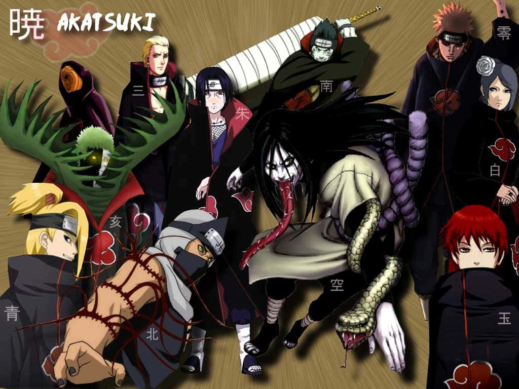 Akatsuki, kanji, red cloud symbols, SD Desktop Wallpaper