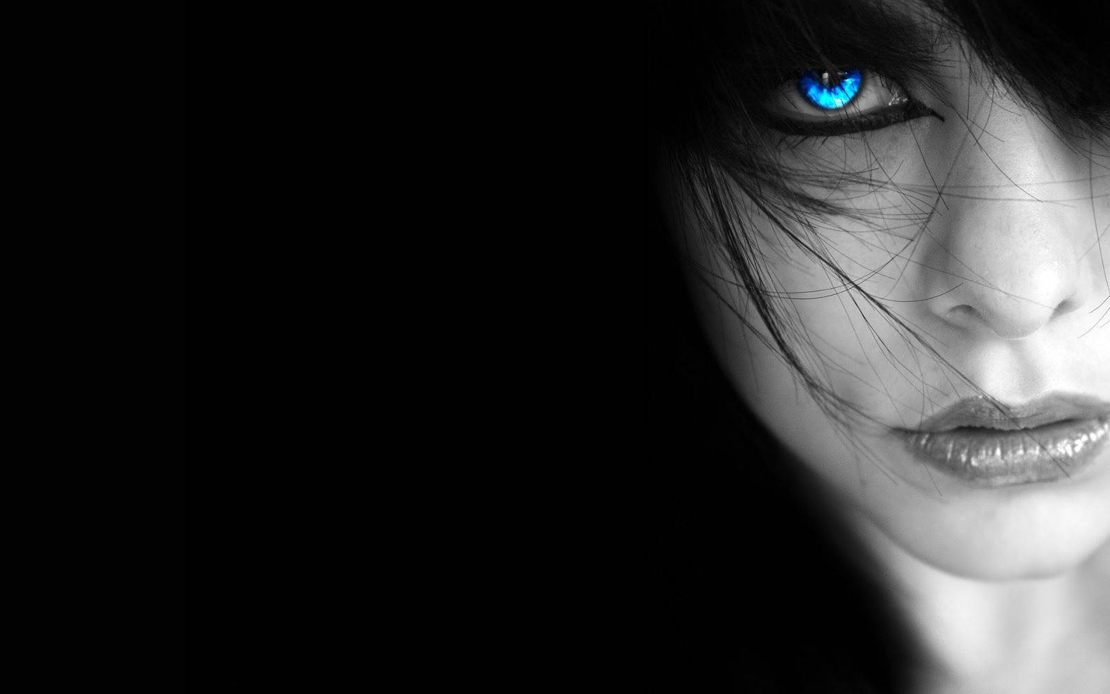Pain Black And White, monochrome, one piercing blue eye, HD Desktop Wallpaper