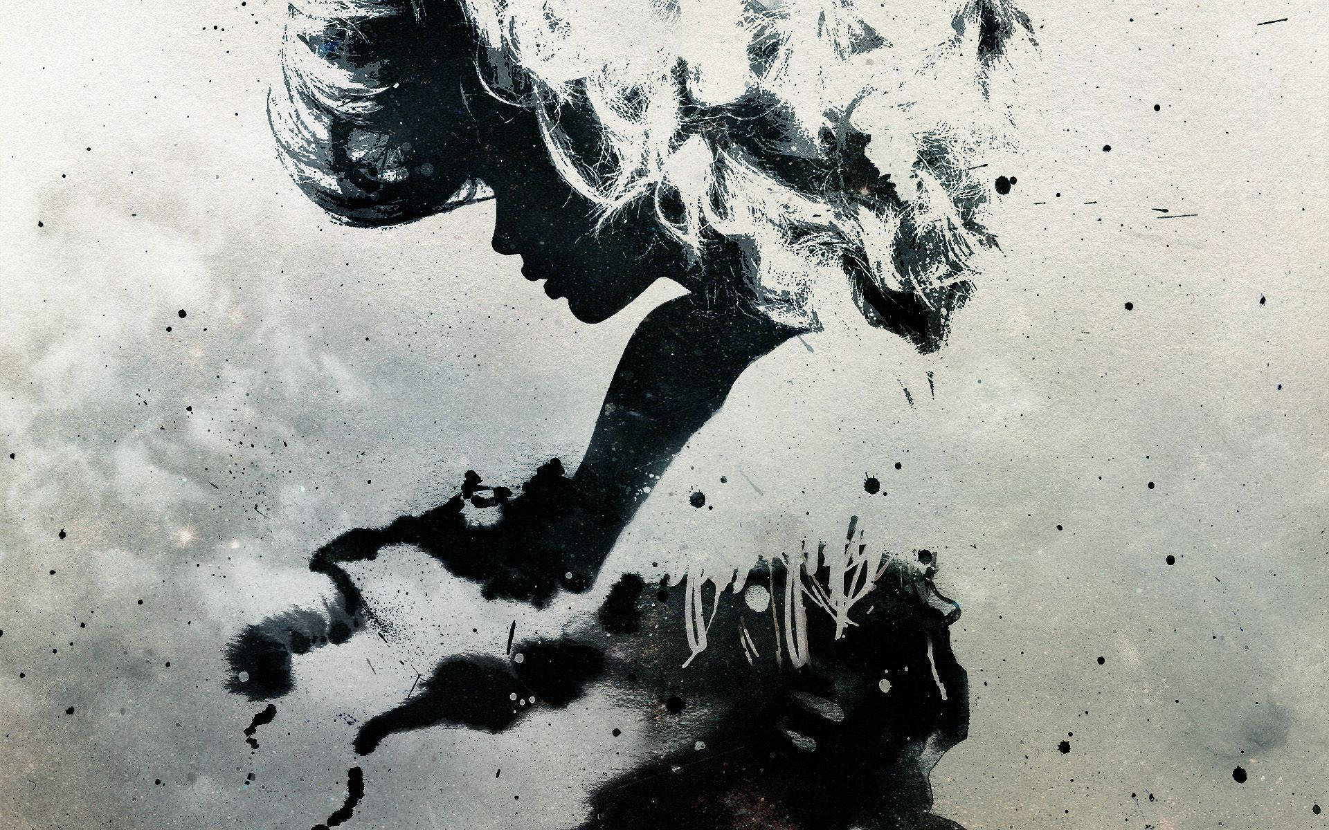 Pain Black And White, silhouette, woman, Full HD Desktop Wallpaper