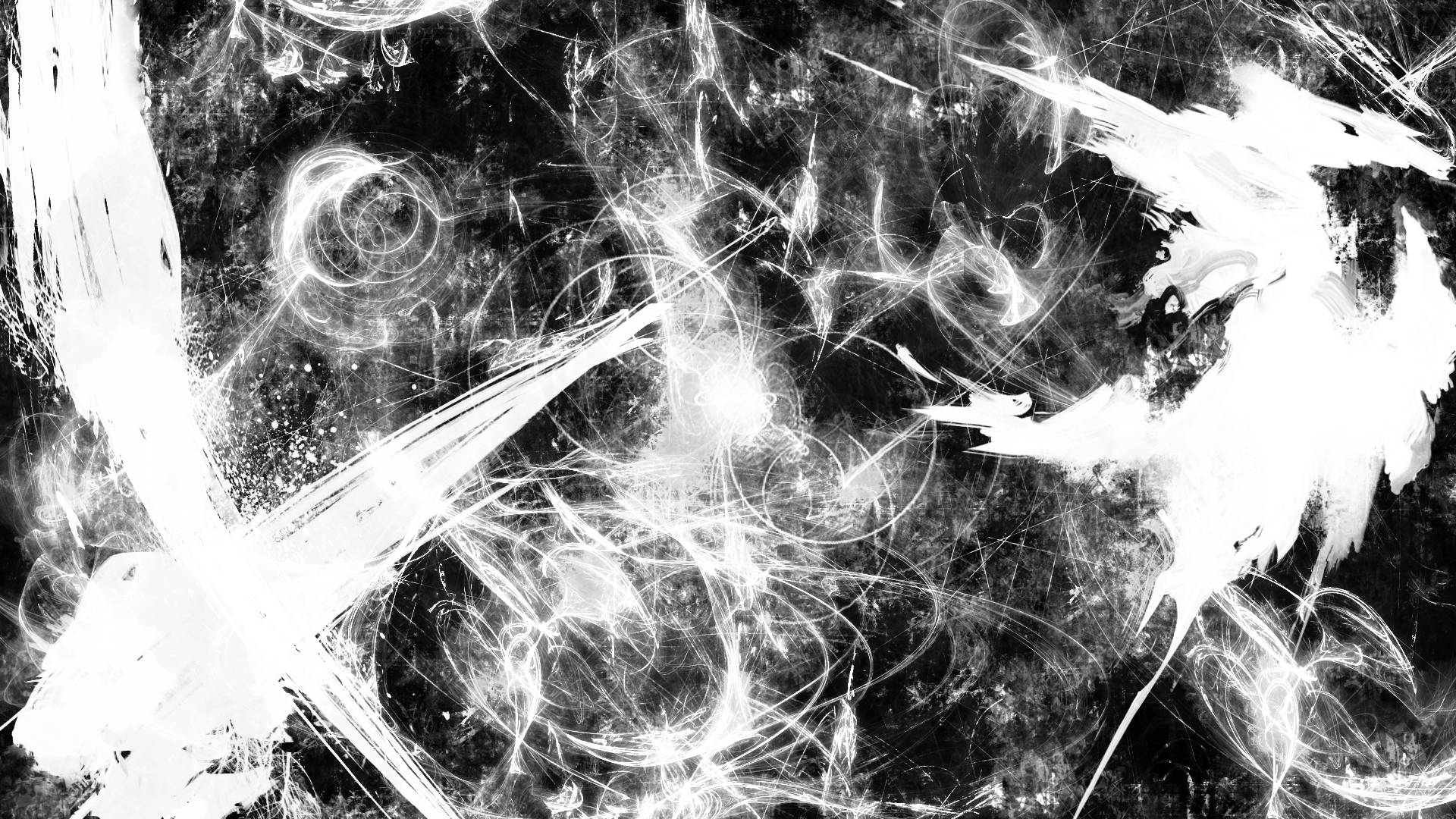Pain Black And White, black and white, bold white brushstrokes, Full HD Desktop Wallpaper