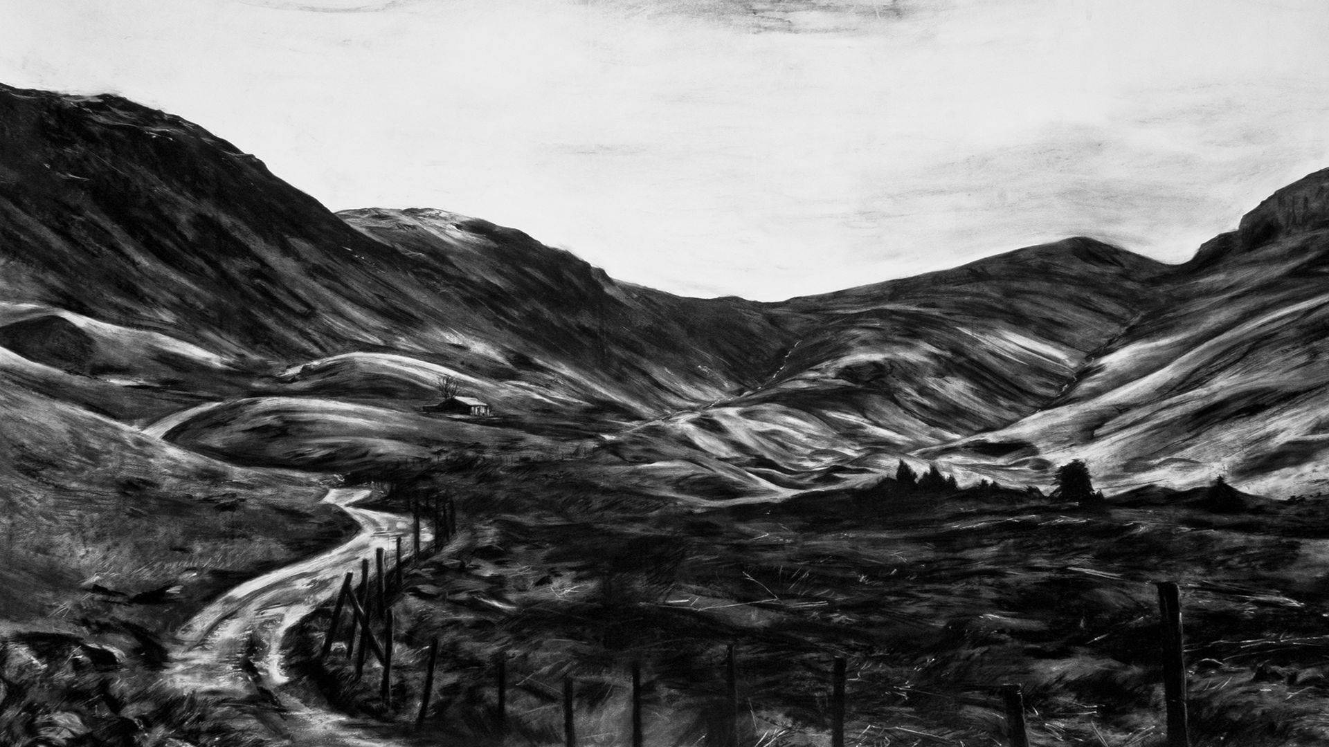 Pain Black And White, monochrome, dirt road, Full HD Desktop Wallpaper