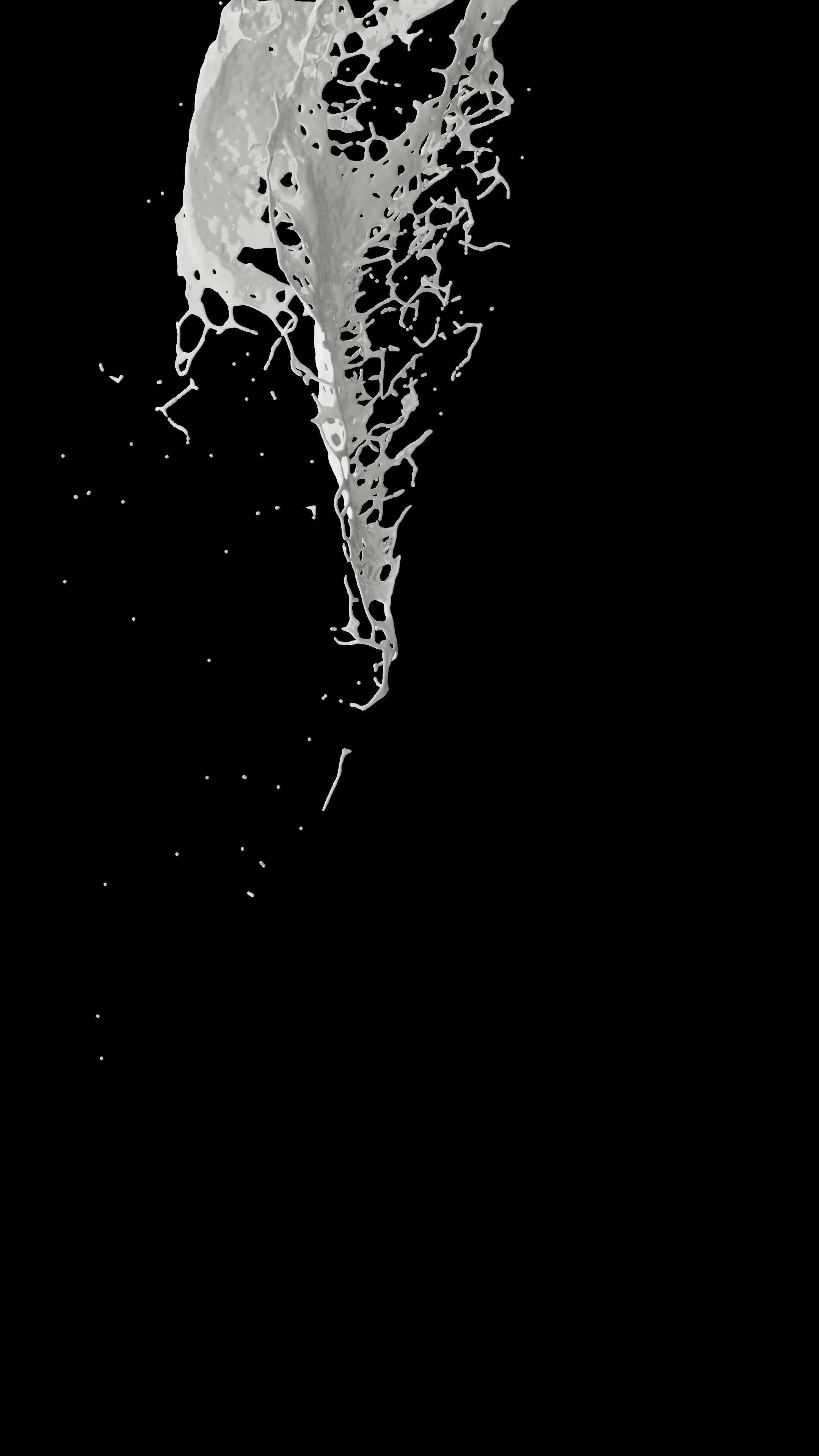 pain black and white, white liquid, black background, 4K Phone Wallpaper
