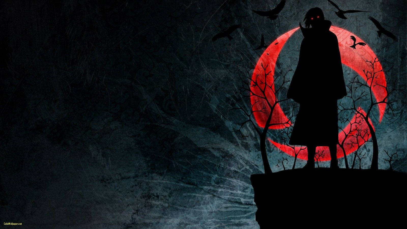 Pain, mangekyo sharingan, red crescent moon, HD Desktop Wallpaper