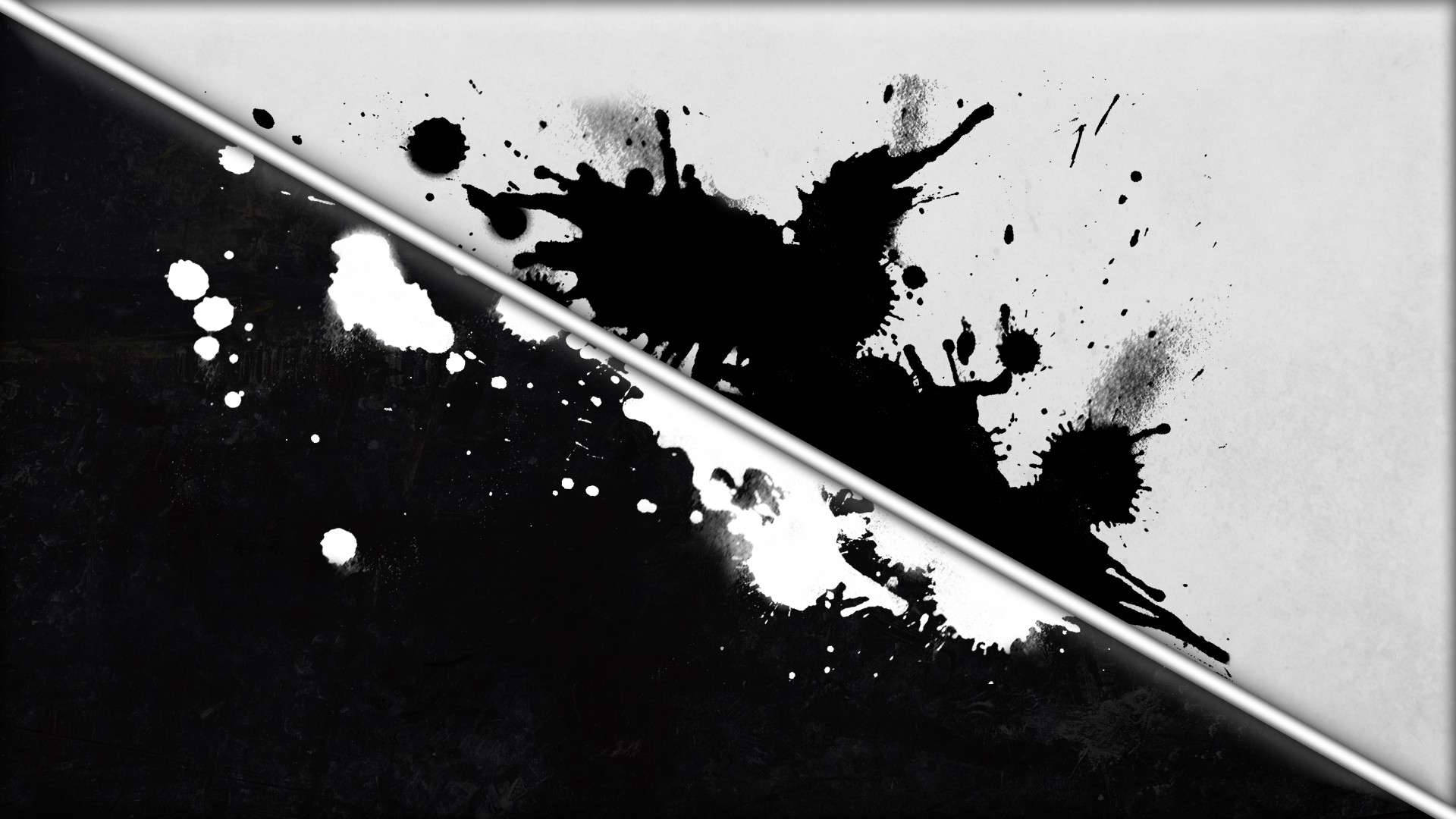 Pain Black And White, black and white ink splatters, diagonally, Full HD Desktop Wallpaper