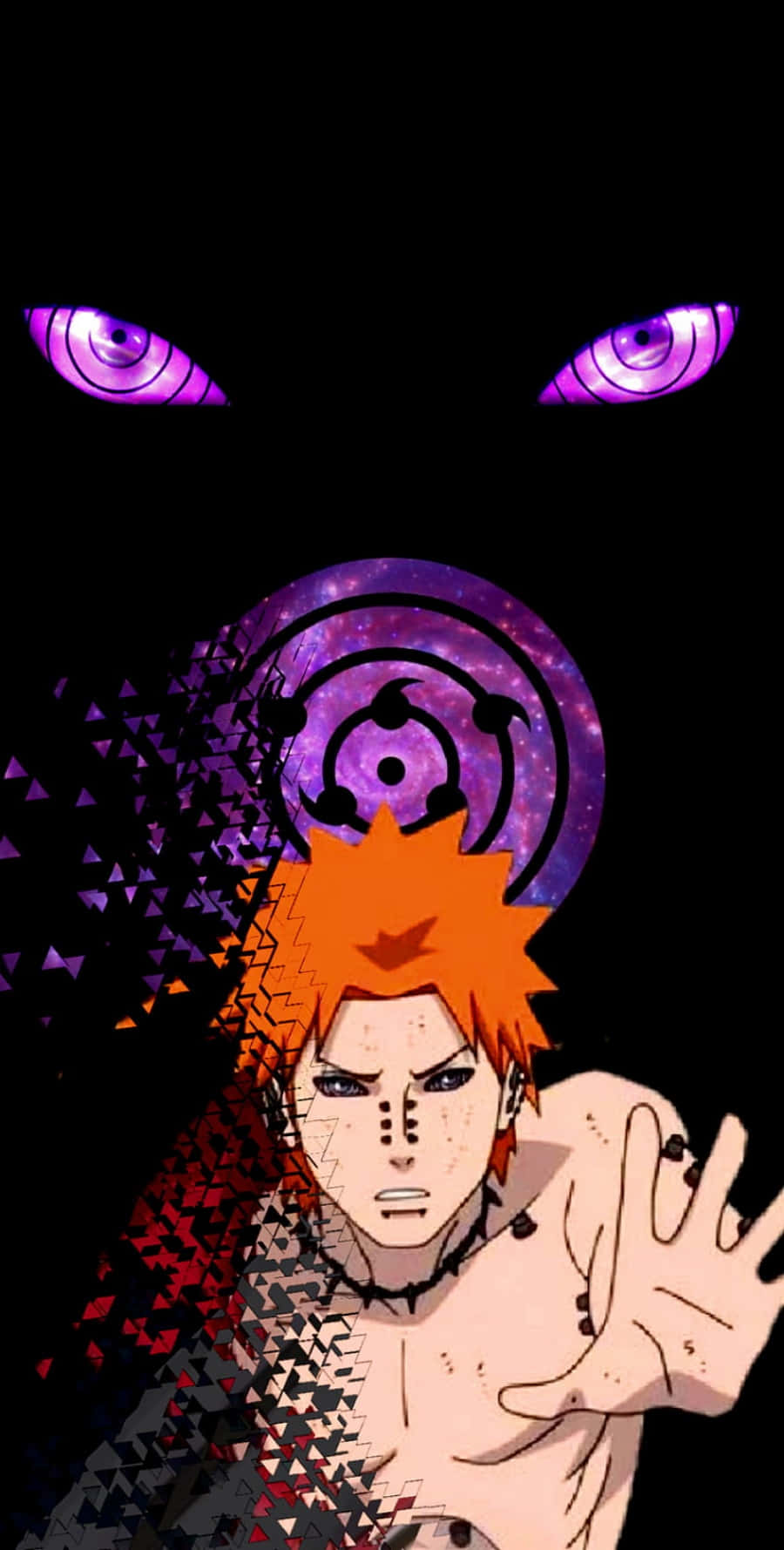 Pain Rinnegan, orange hair, purple eyes, HD Phone Wallpaper