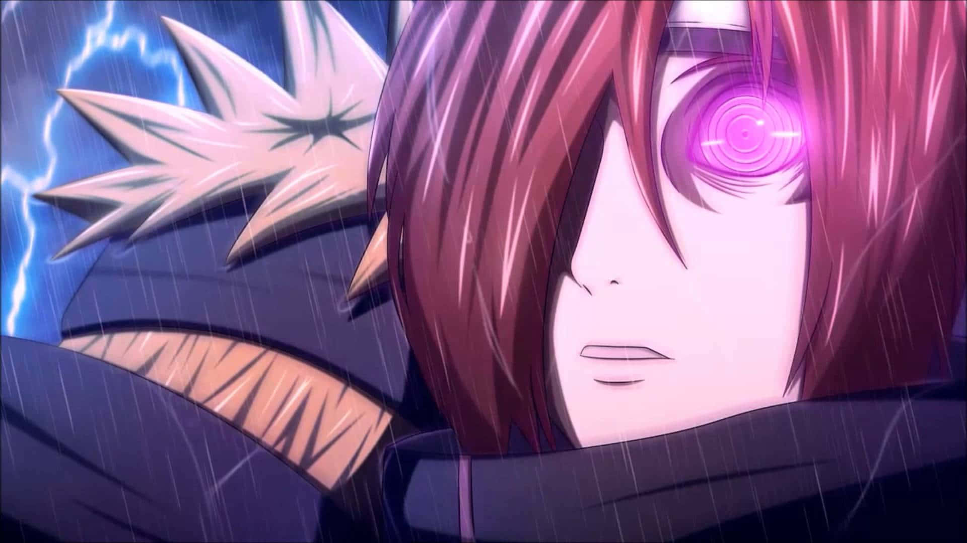 Pain Rinnegan, glowing purple eye, spiky hair, Full HD Desktop Wallpaper