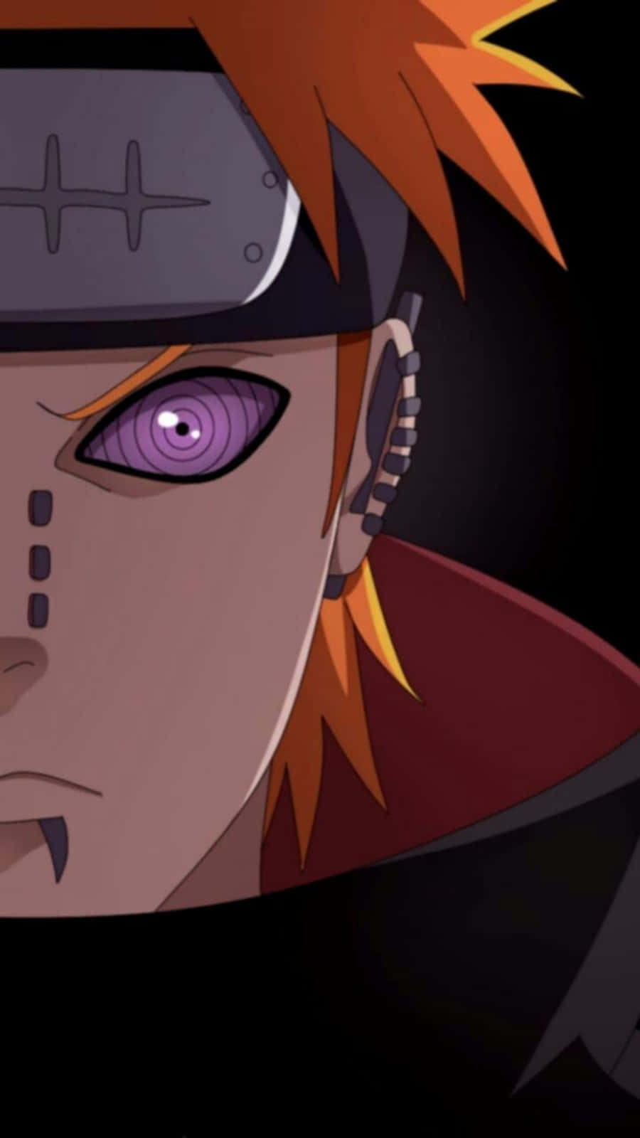 Pain Rinnegan, spiky orange hair, purple eye, HD Phone Wallpaper