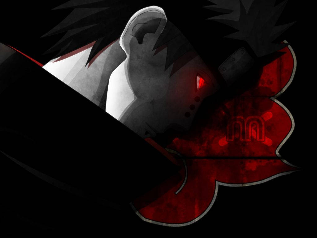 Pain Red Rinnegan, glowing red eyes, black spiky hair, SD Desktop Wallpaper