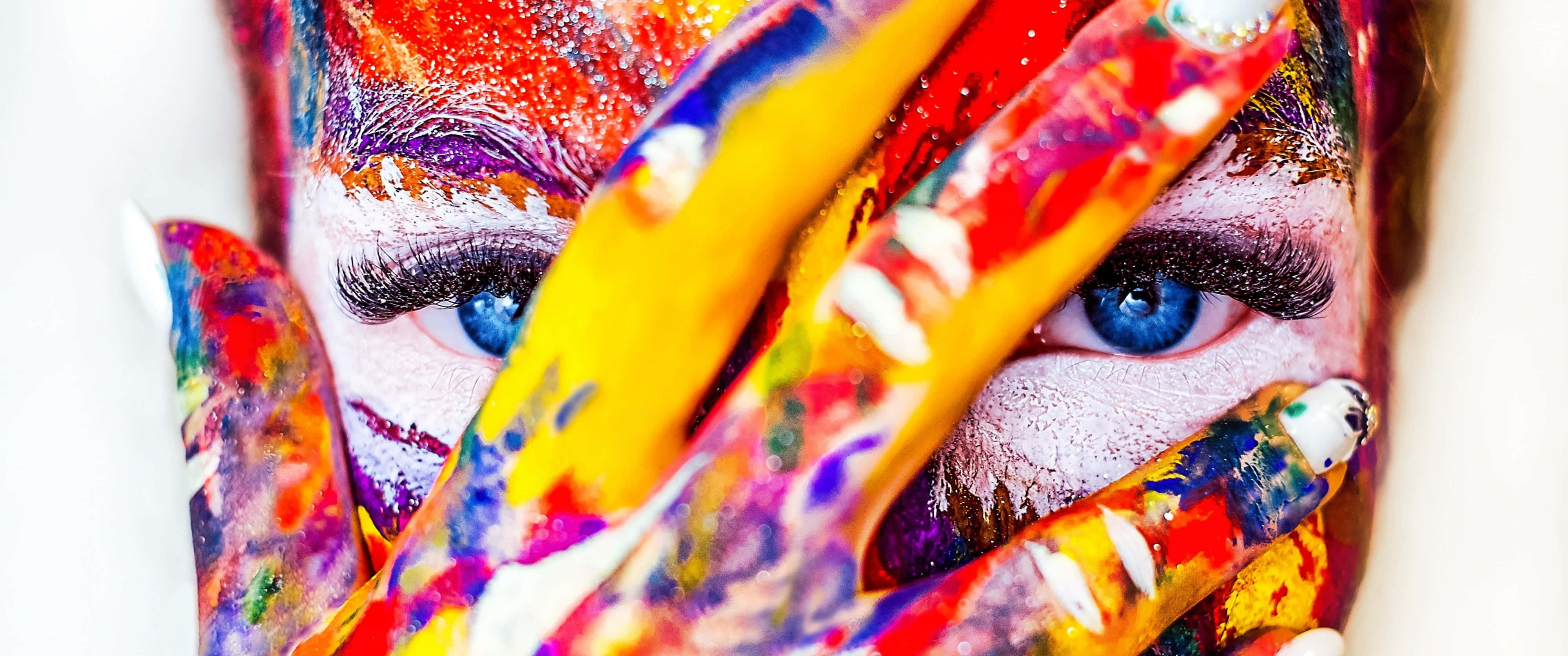Blue Eyes 4K Painting, vibrant paint, piercing blue eyes, 4K Desktop Wallpaper