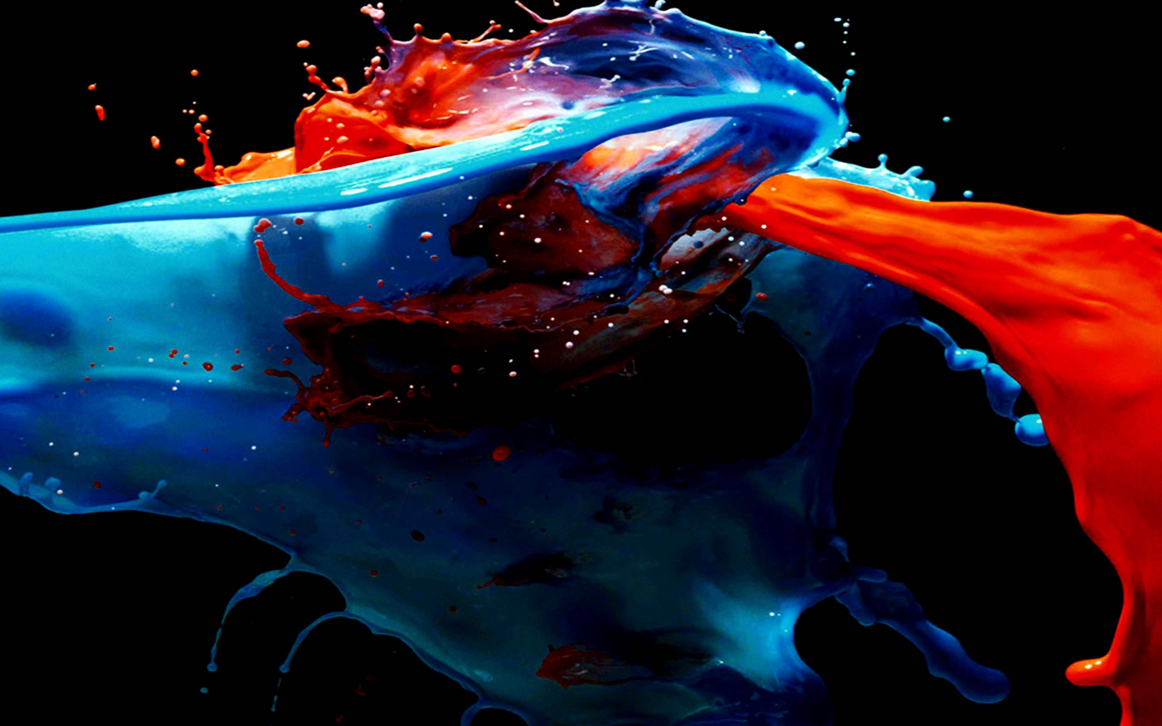 iPad Pro 12.9, Orange Blue Splash, vibrant blue, 4K Desktop Wallpaper