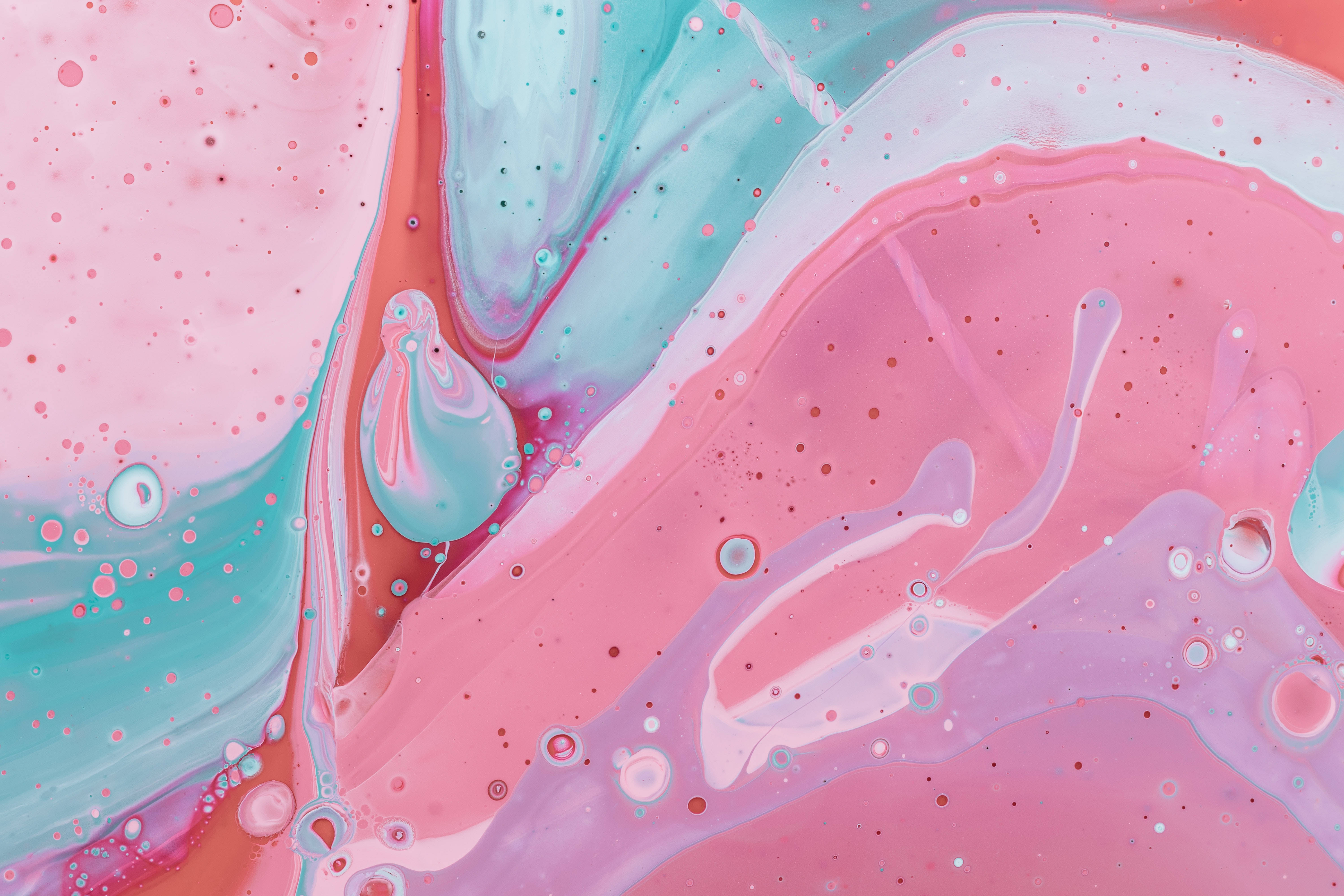 marble, pink paint splash, 4K, 5K Desktop Wallpaper