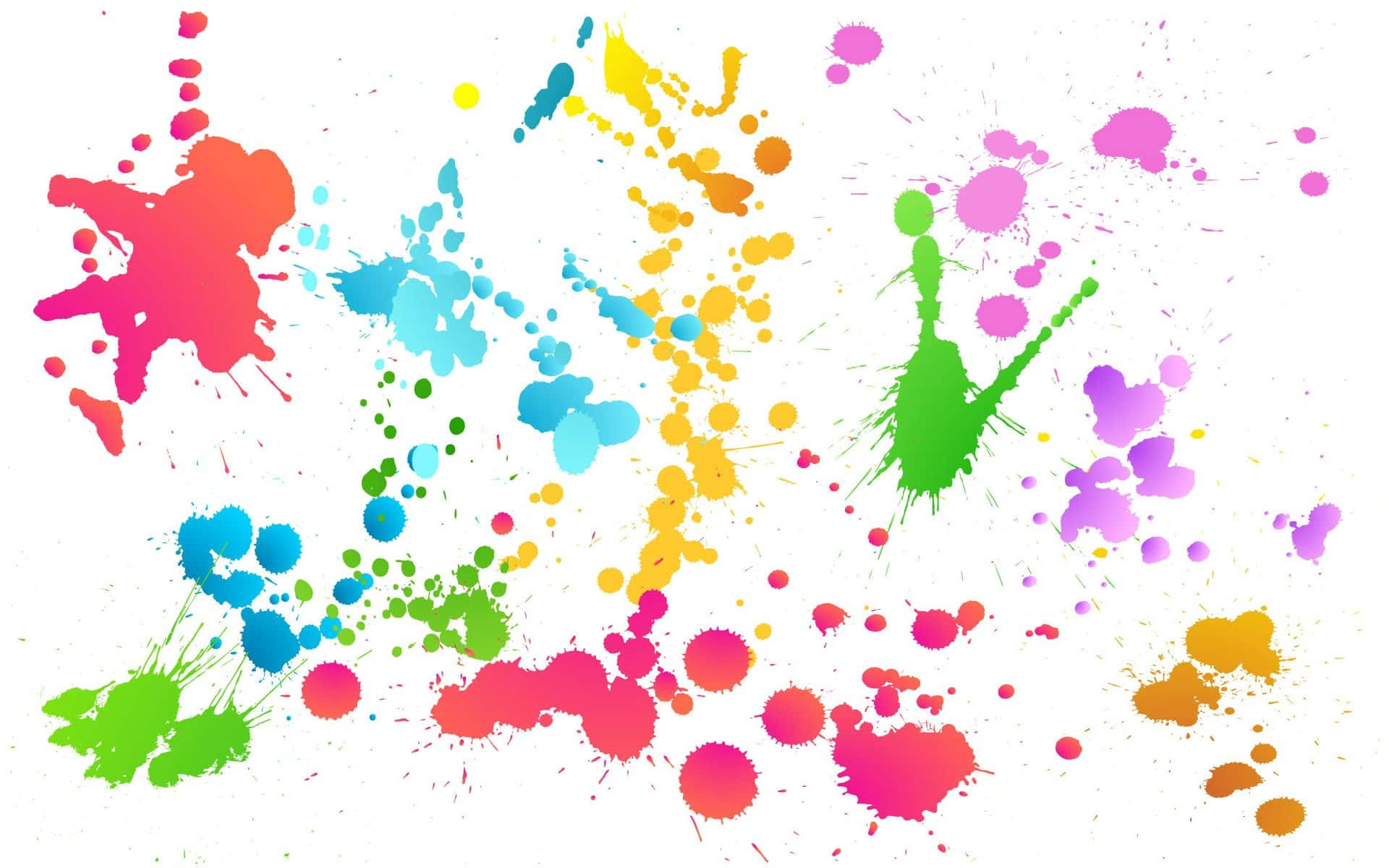 minimalist paint splash, vibrant multicolored paint splatters, clean white background, Full HD Desktop Wallpaper