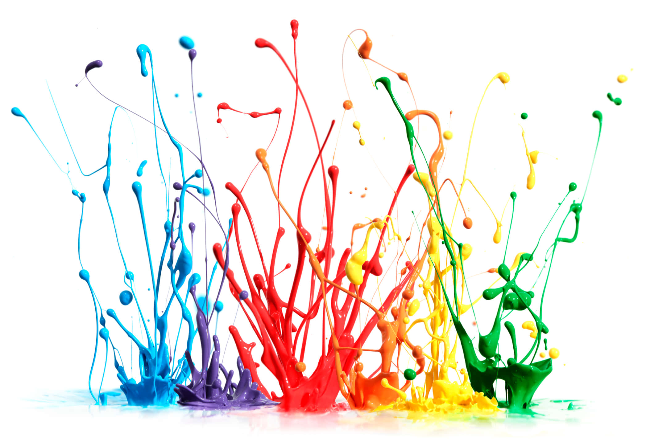 Paint Splash, rainbow of colors, stark white background, Full HD Desktop Wallpaper