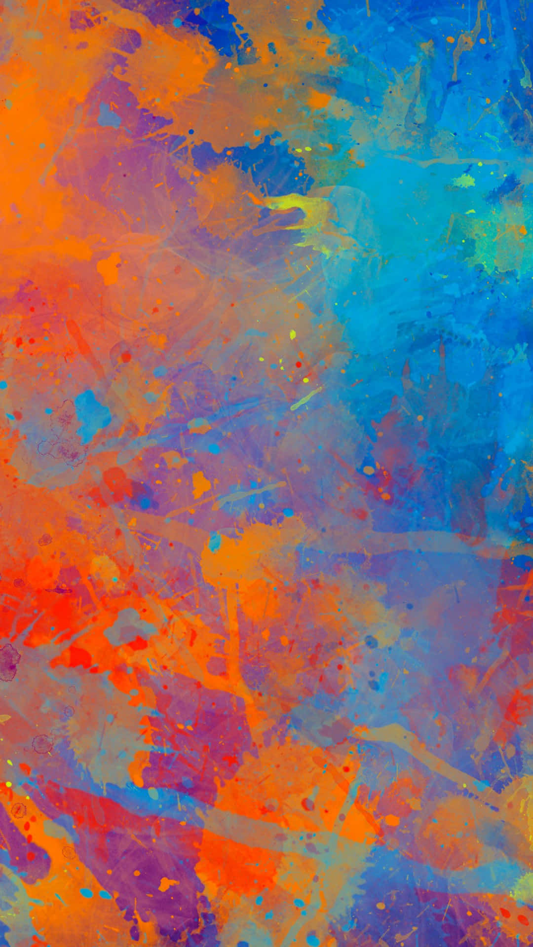 orange blue, purple, paint splatters, Full HD Phone Wallpaper