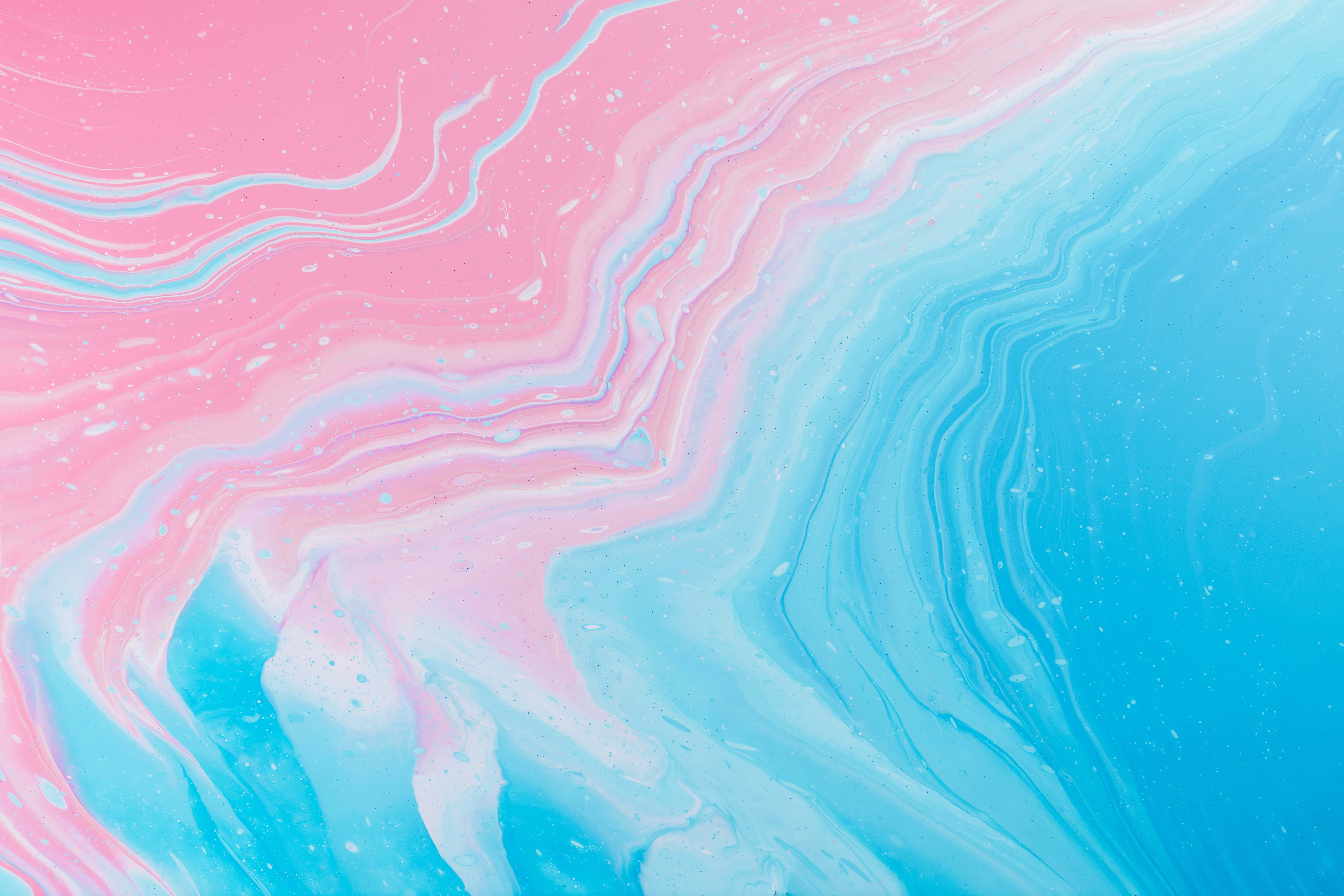 pastel blue, pink paint splash, soft pink, 5K Desktop Wallpaper