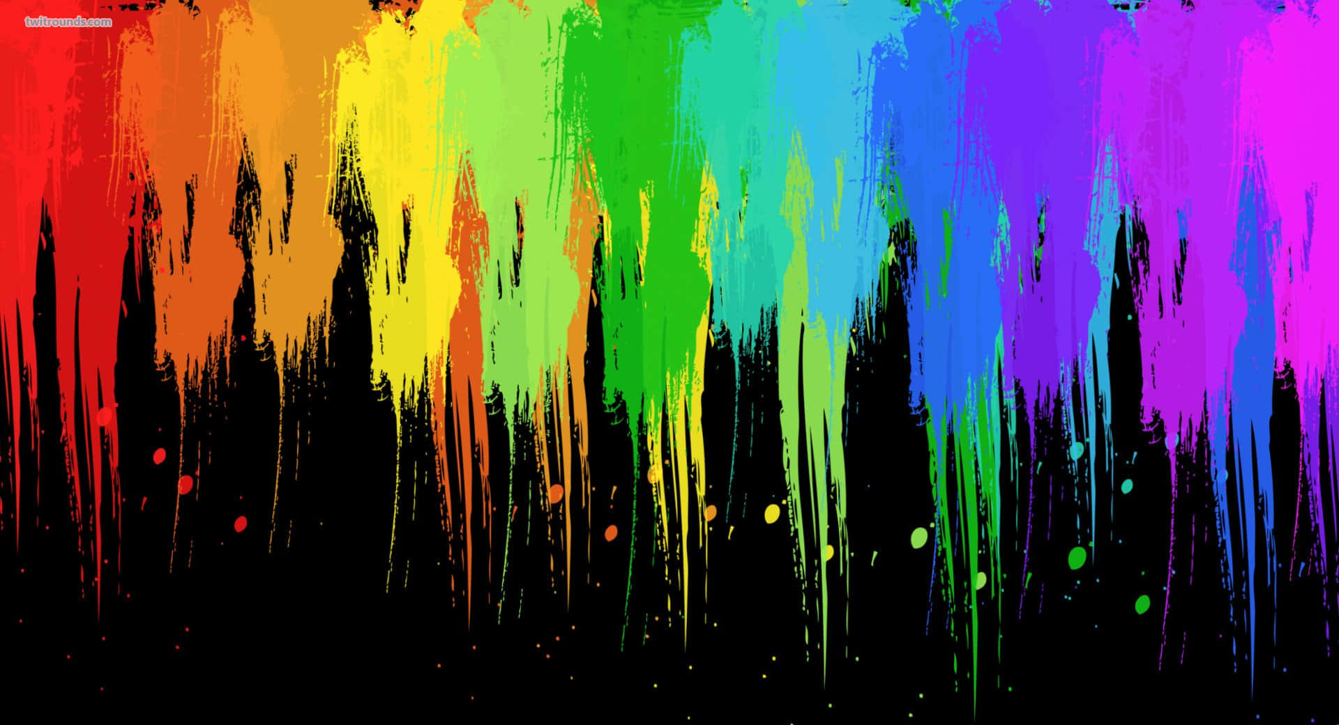 Rainbow Paint Dripping Art Painting, rainbow paint drips, black background, Full HD Desktop Wallpaper