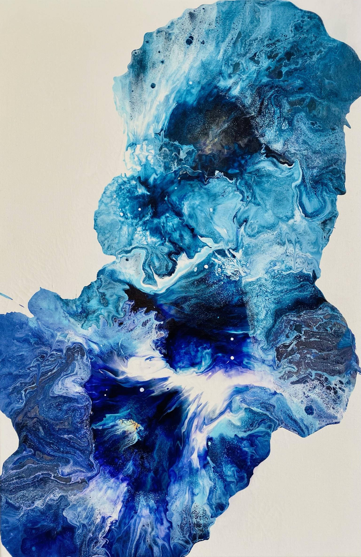 Paint Splatter Aesthetic, deep blues, whites, Full HD Phone Wallpaper