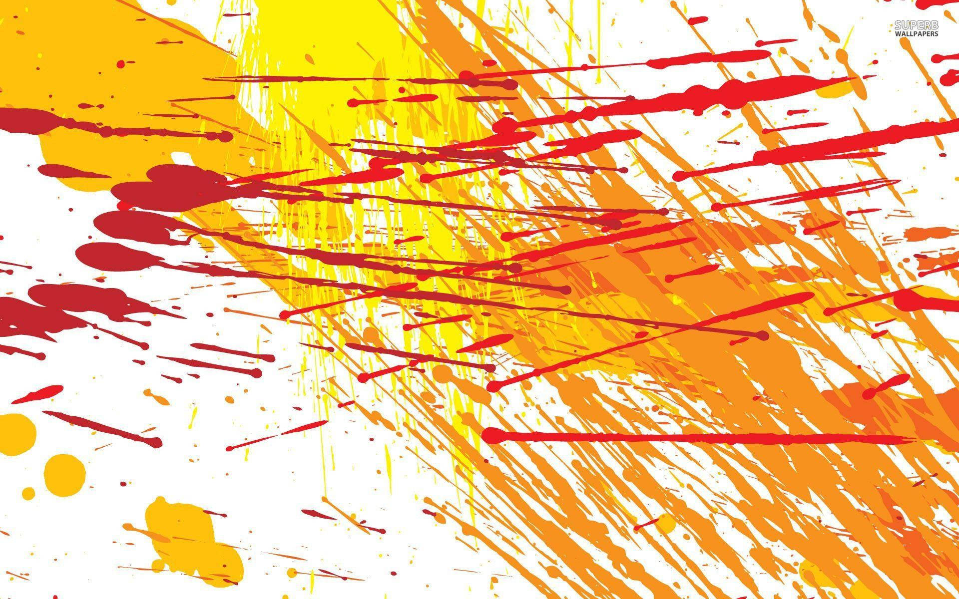 Vibrant red, Yellow, Paint splatters, Full HD Desktop Wallpaper