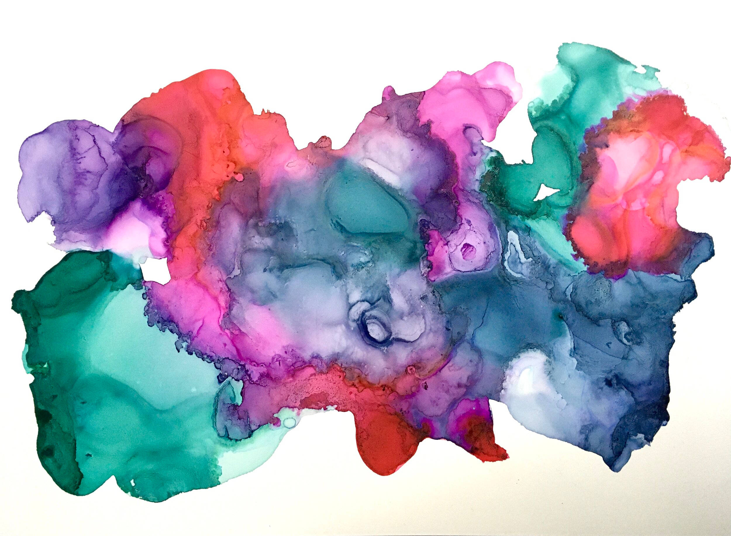 Paint Splatter Aesthetic, fiery pinks, teal greens, Full HD Desktop Wallpaper