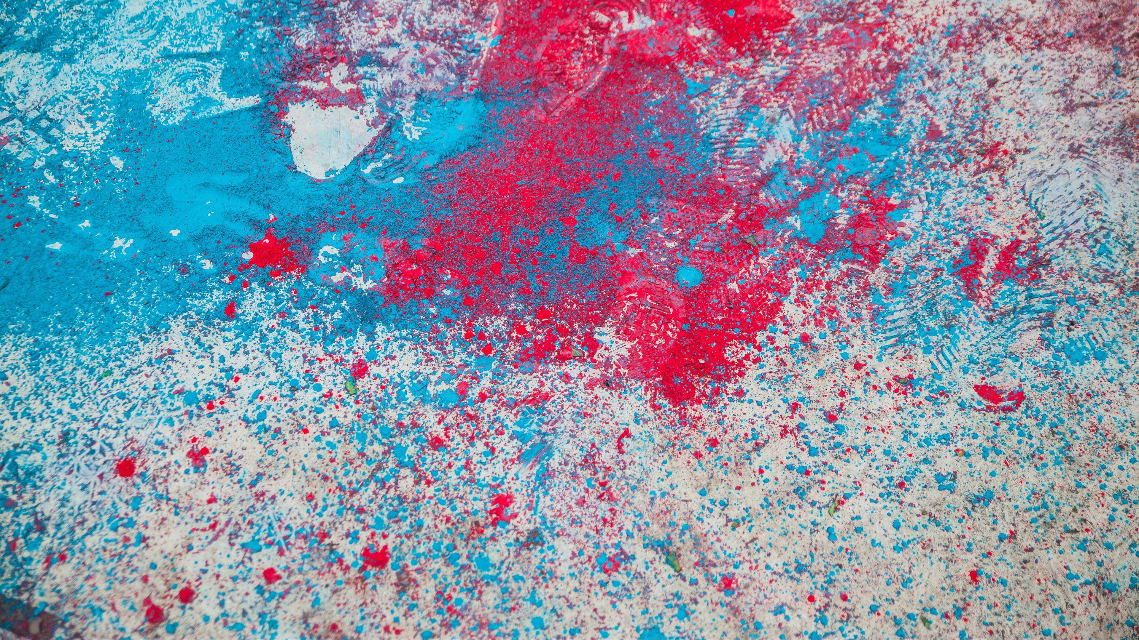 abstract red white blue paint splatter, vibrant red, blue paint splatters, 4K Desktop Wallpaper