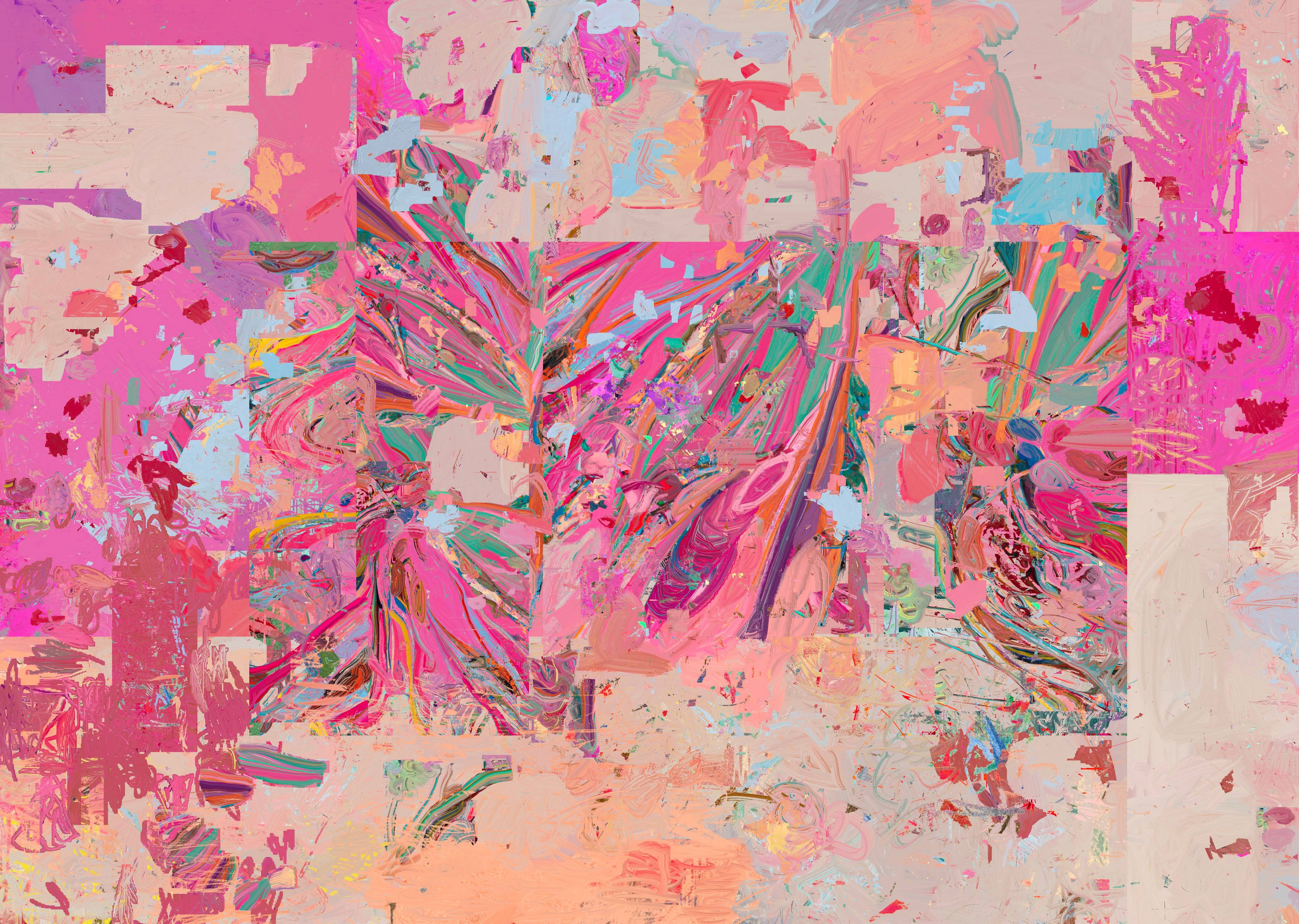 Paint Splatter Aesthetic, pink, peach, 4K Desktop Wallpaper