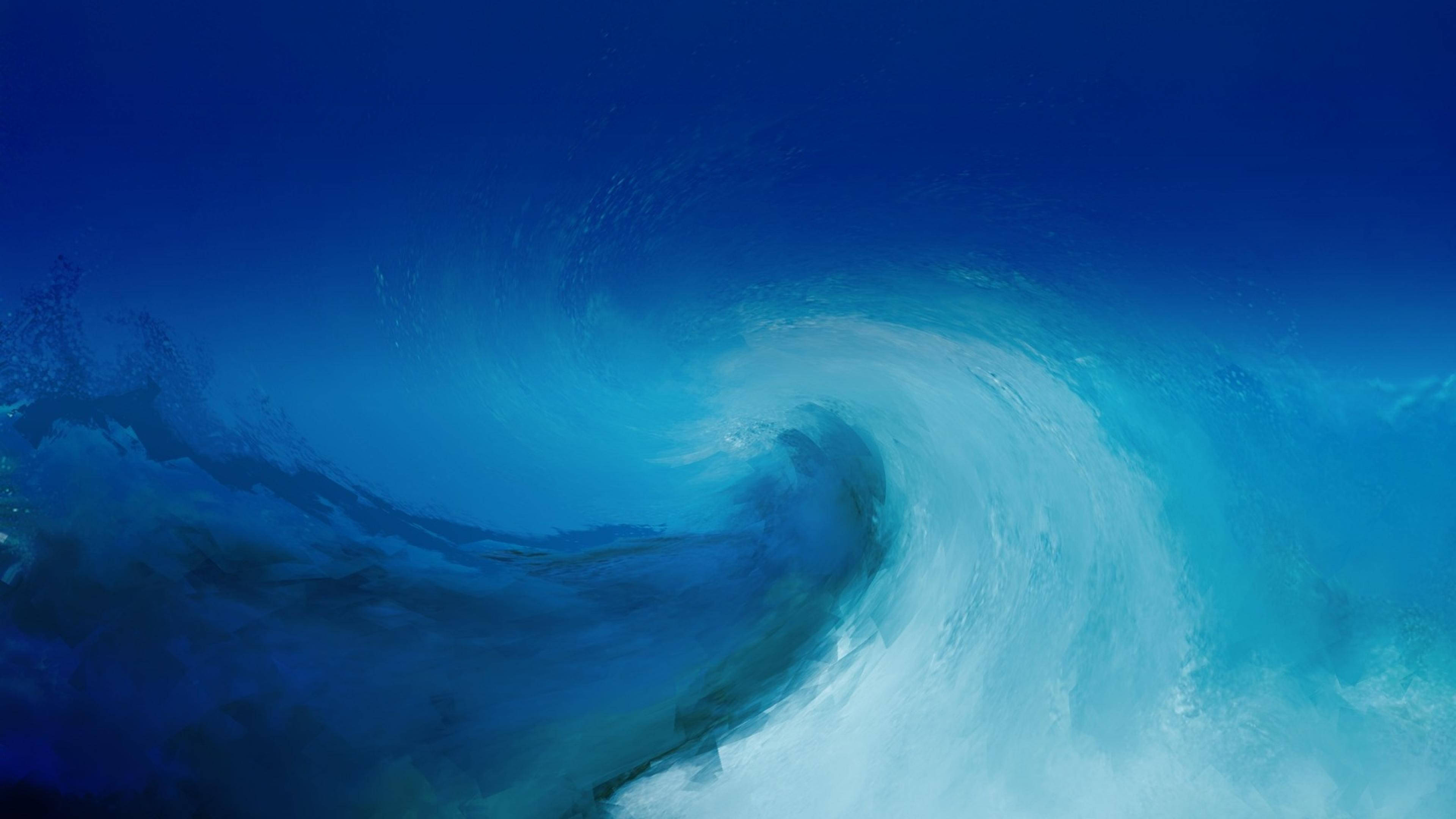 blue wave, ocean wave, barrel, 4K Desktop Wallpaper