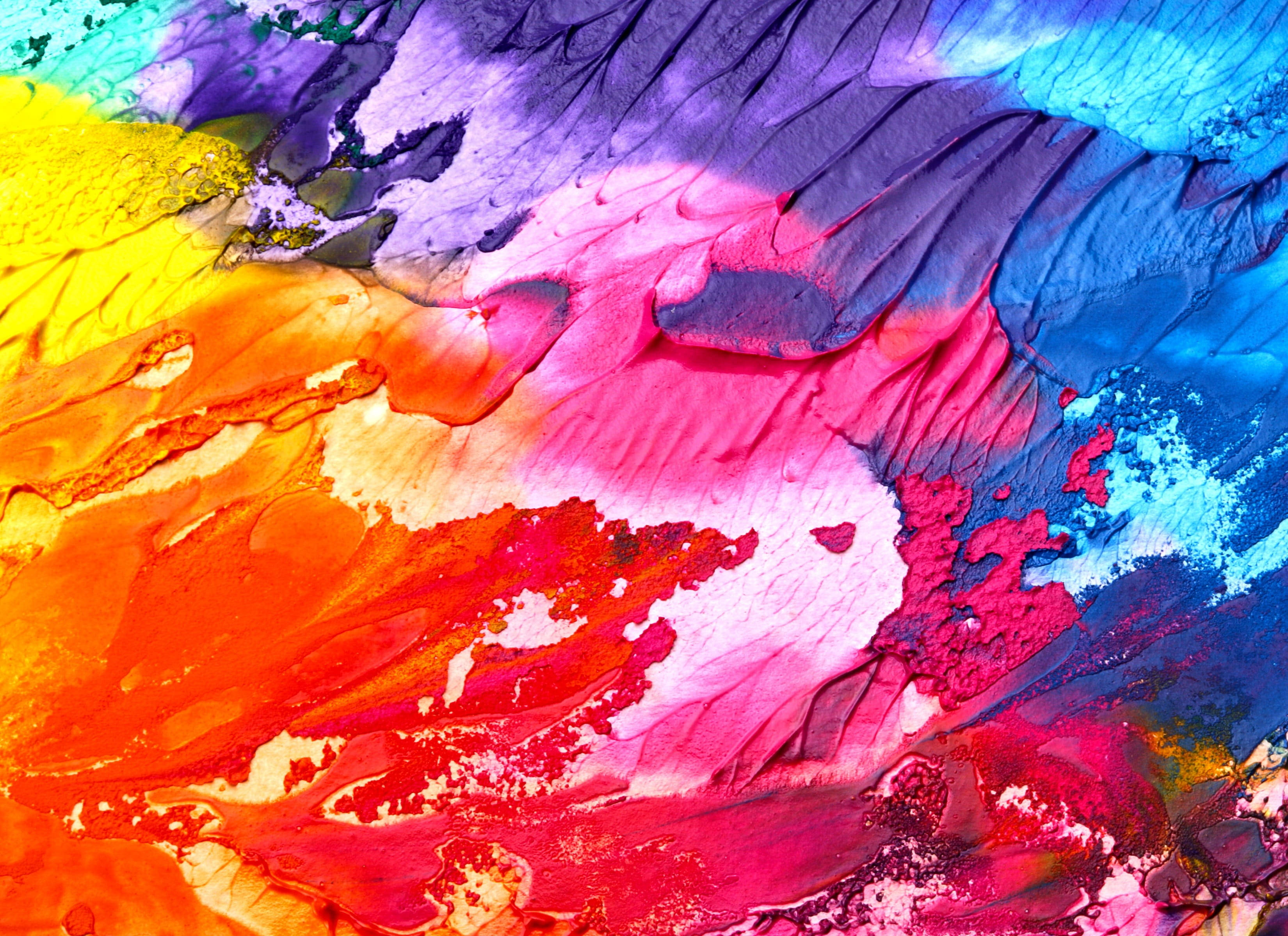 colorful textured painting, pink, orange, 2K Desktop Wallpaper