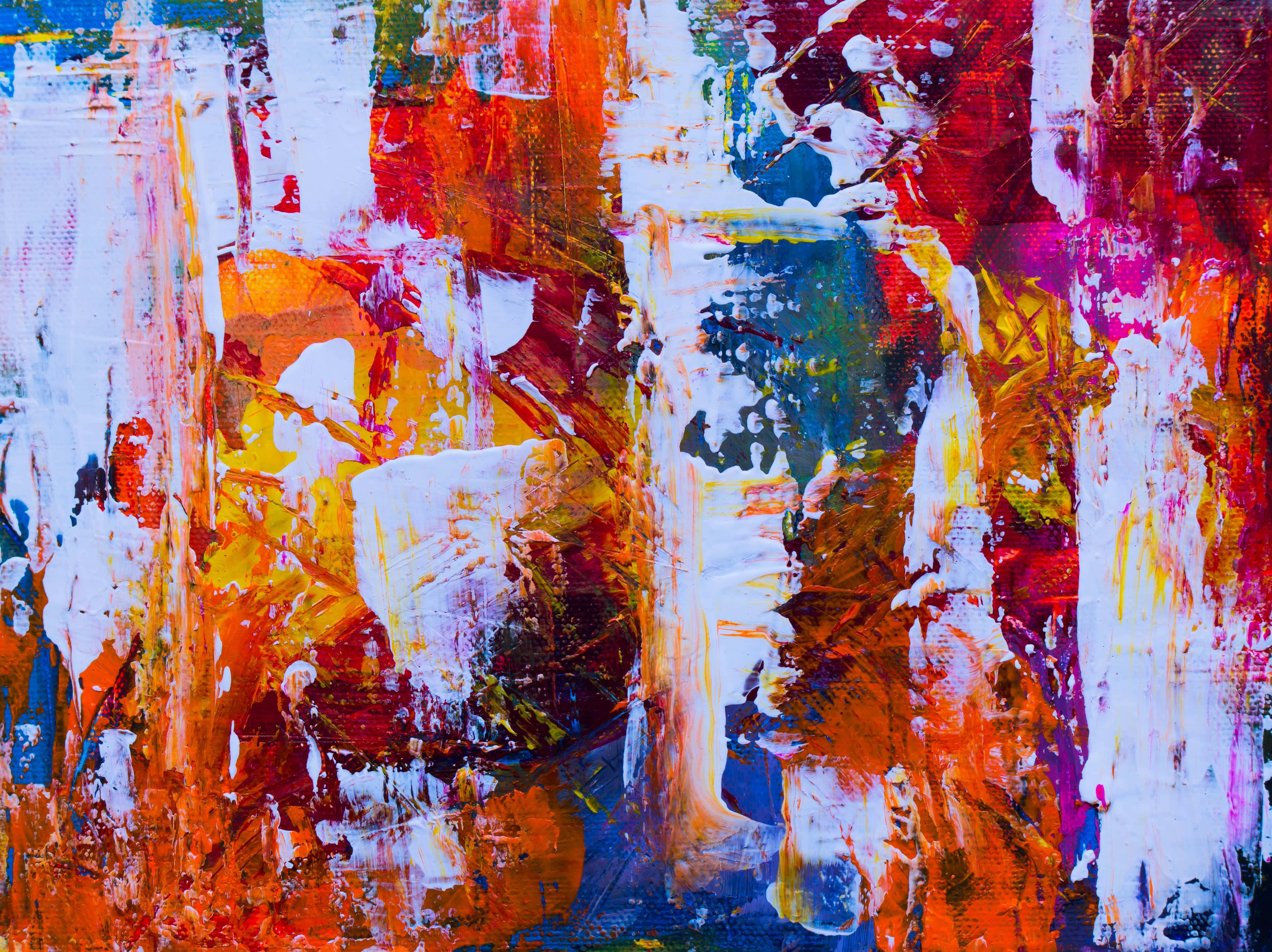 Fortuitous Paint Wastes Design, red, orange, 4K Desktop Wallpaper