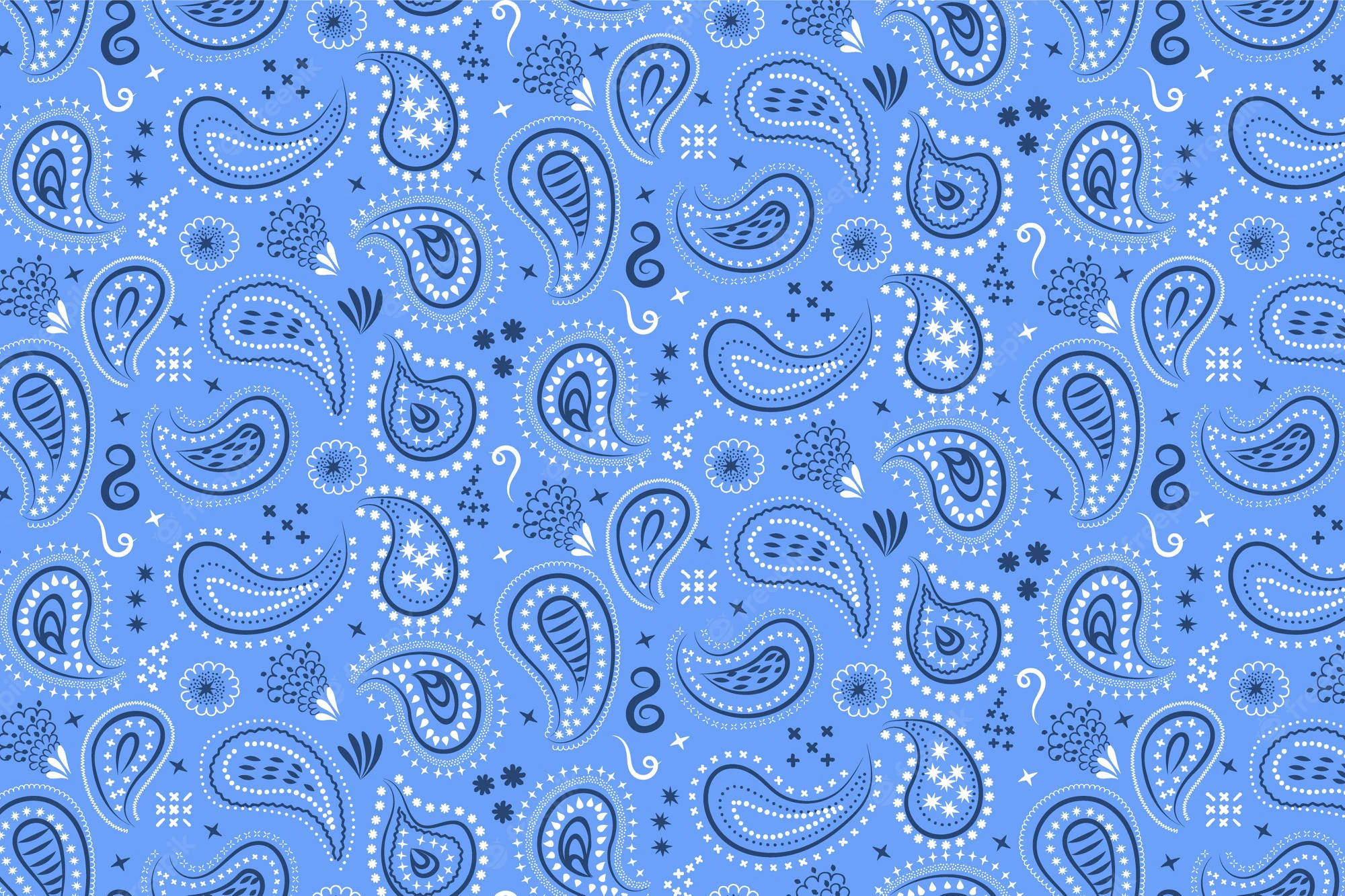 blue, paisley pattern, swirling motifs, Full HD Desktop Wallpaper