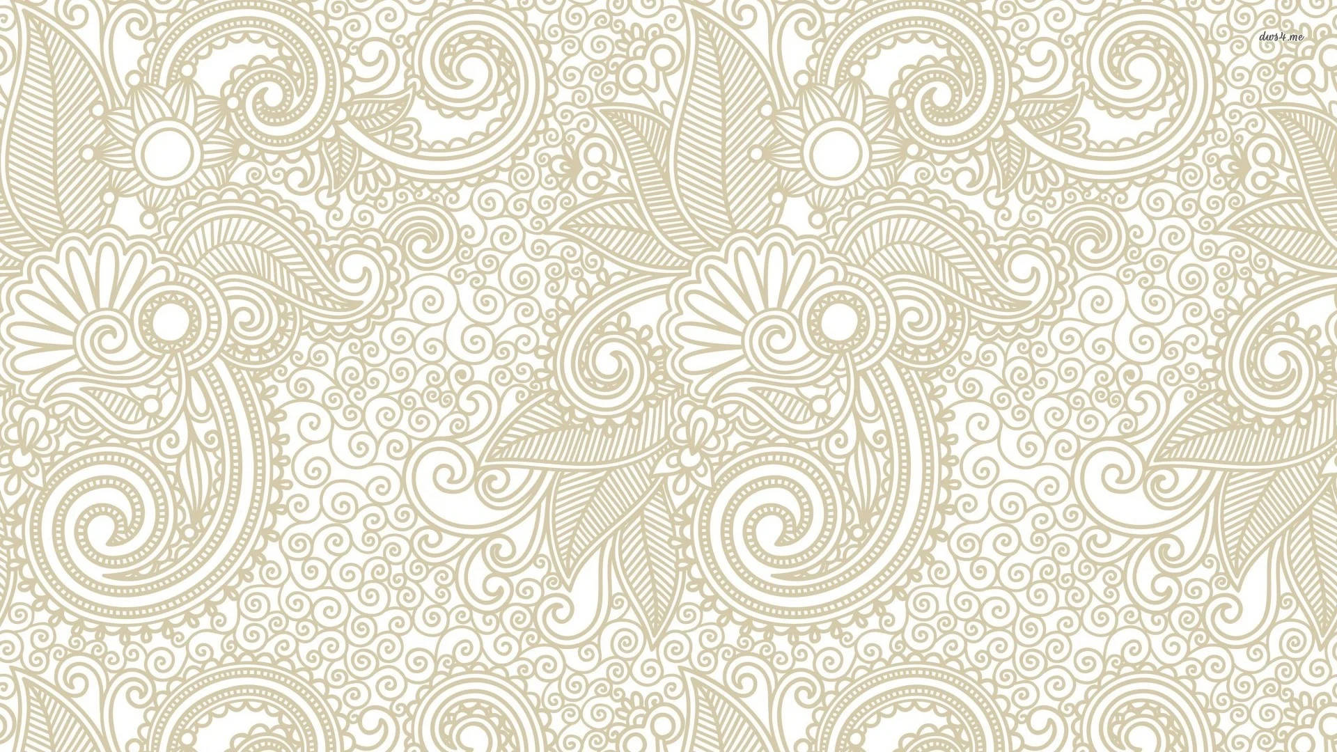 white paisley print, beige and cream paisley pattern, swirling floral motifs, Full HD Desktop Wallpaper