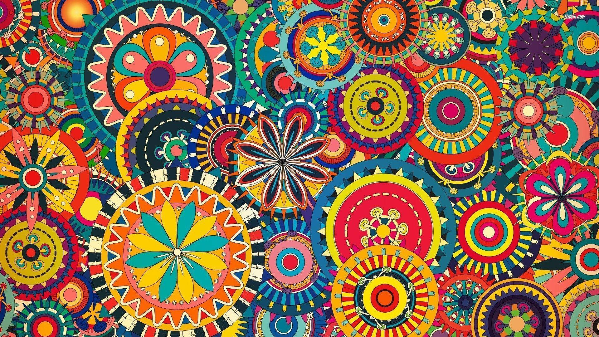 Paisley Print, circular pattern, geometric floral patterns, Full HD Desktop Wallpaper