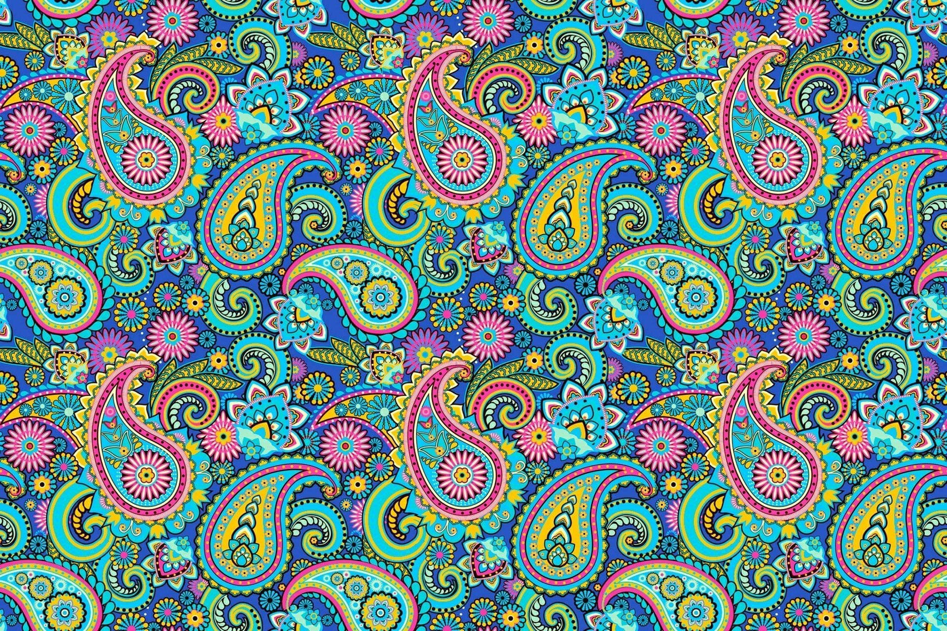 colorful paisley print, vibrant paisley pattern, swirling teardrop shapes, Full HD Desktop Wallpaper