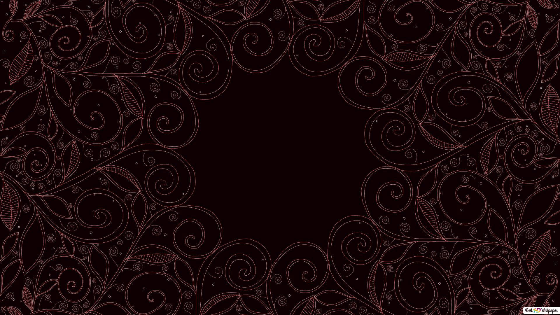 Elegant Paisley Print Design, dark brown, intricate swirling floral line art, Full HD Desktop Wallpaper