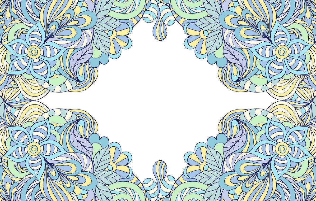 Ornament Paisley Paint In White, white, blue, HD Desktop Wallpaper