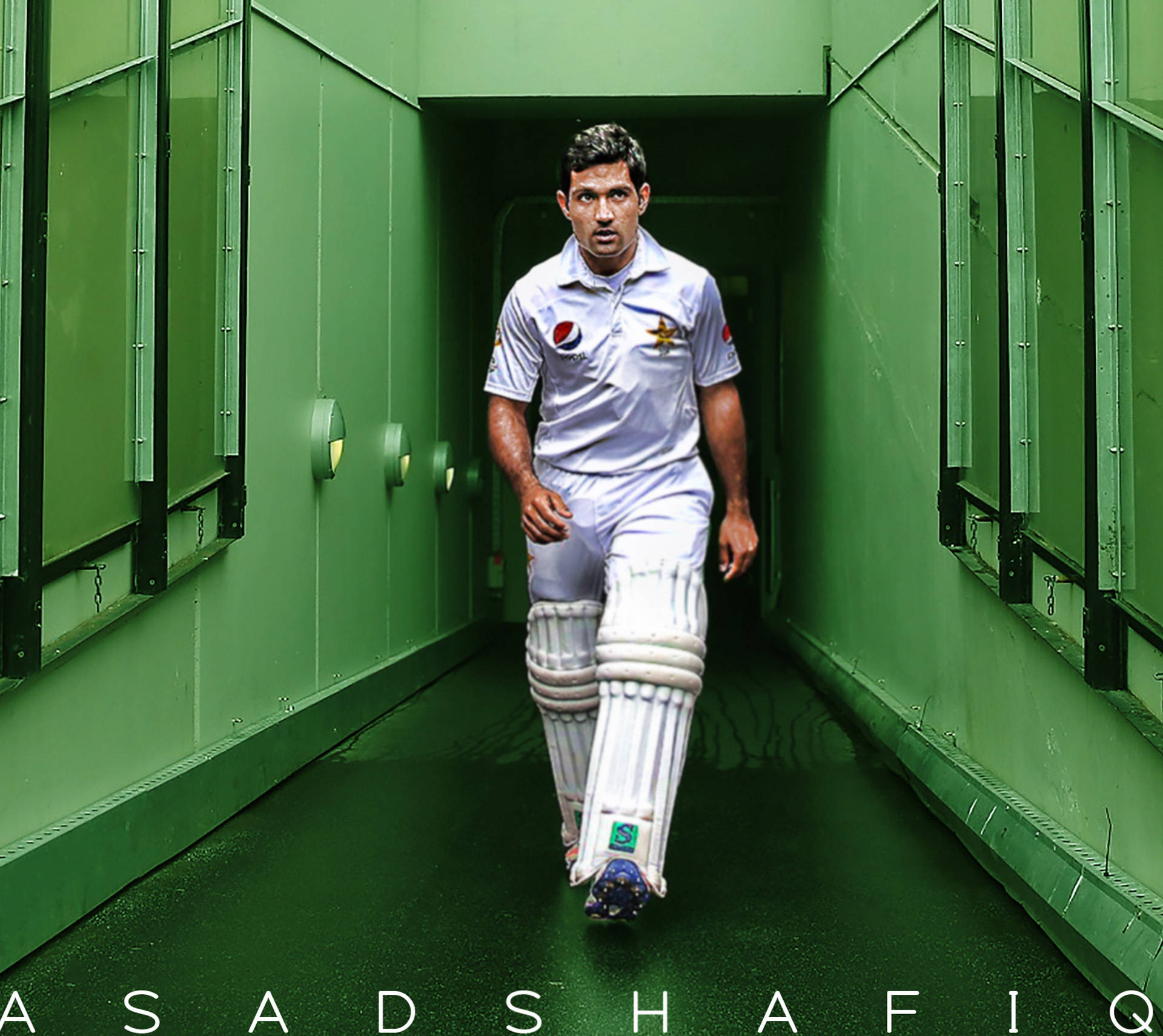 Pakistan Cricket Team, white uniform, leg guards, Full HD Desktop Wallpaper