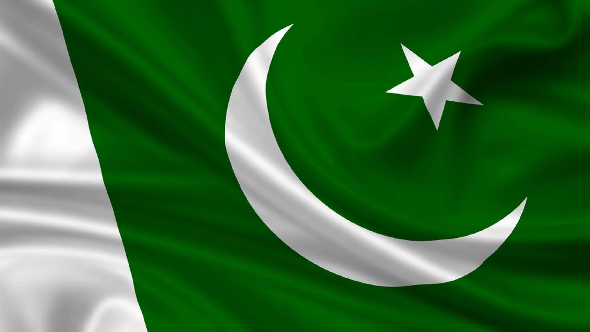 Pakistan flag, moon and star, green, Full HD Desktop Wallpaper