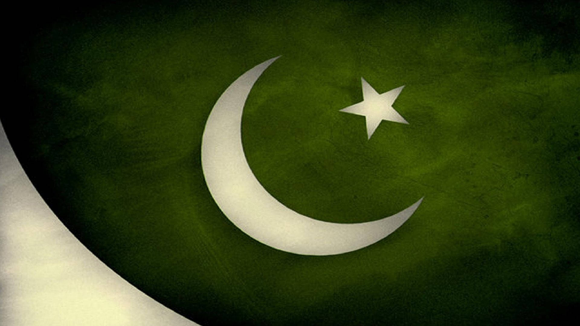 Pakistan flag, dark green, white crescent moon, Full HD Desktop Wallpaper