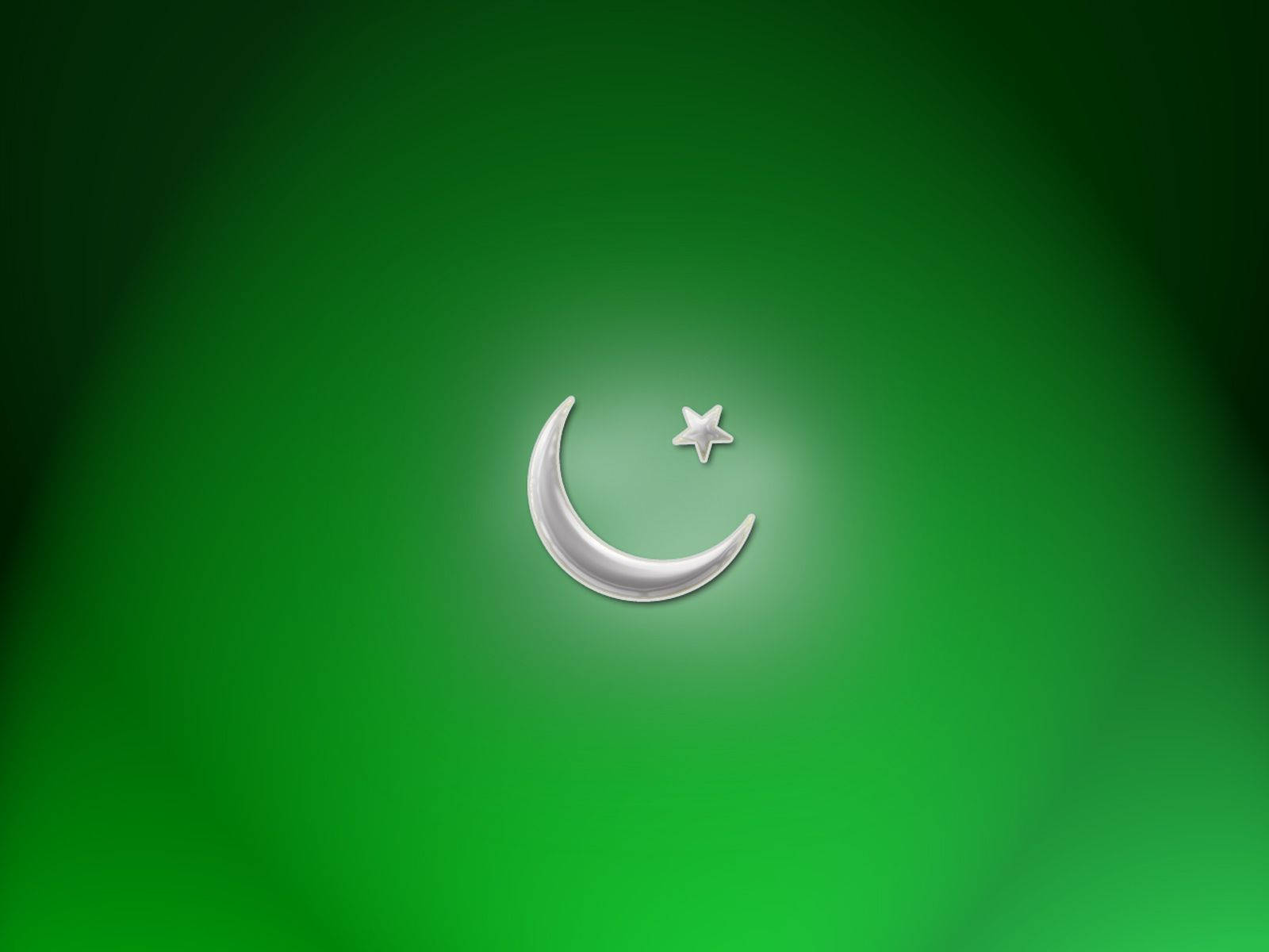 Pakistan flag, two toned green, glowing silver crescent moon, HD Desktop Wallpaper