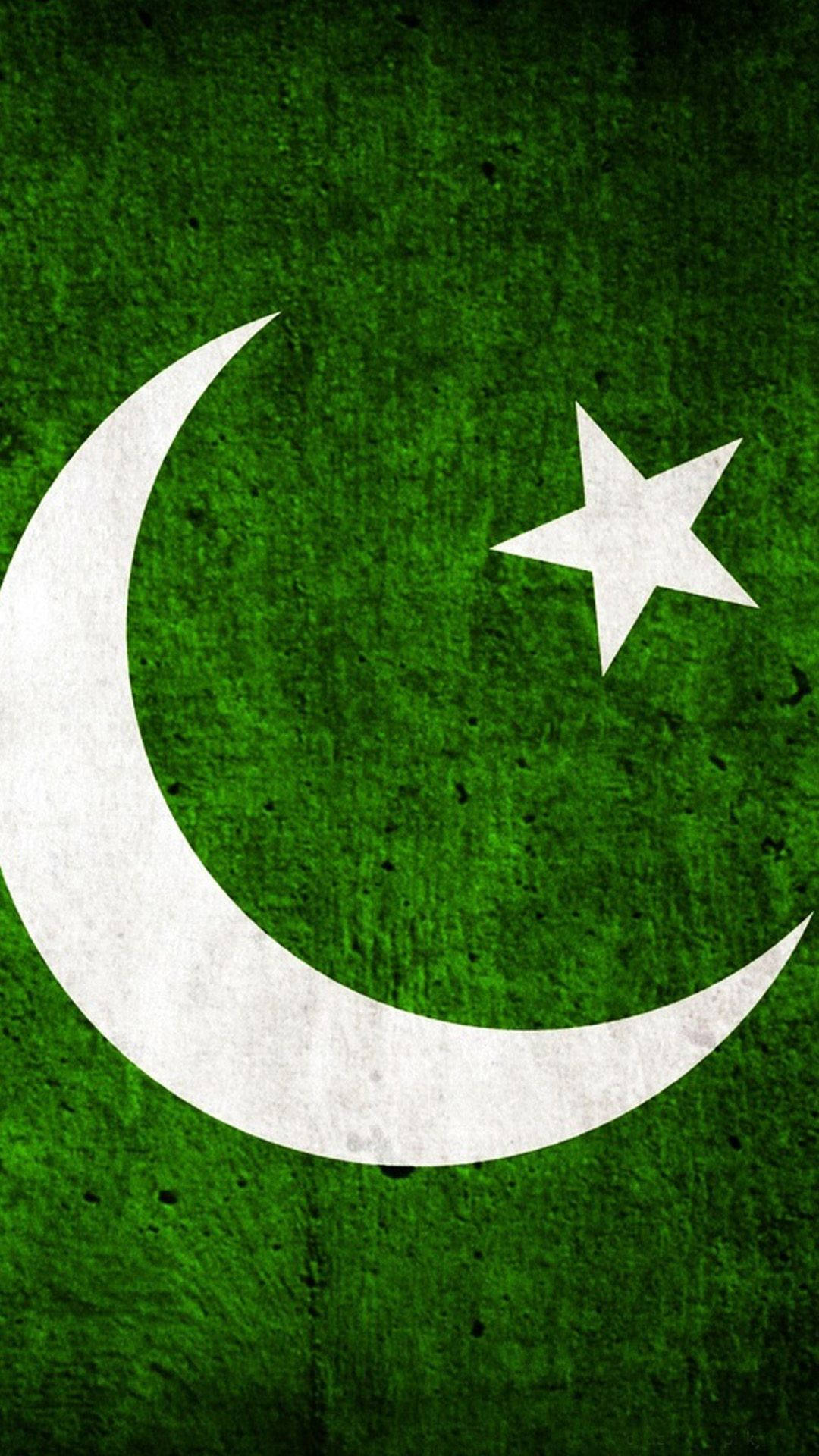 Pakistan flag, rough concrete, green flag, Full HD Phone Wallpaper