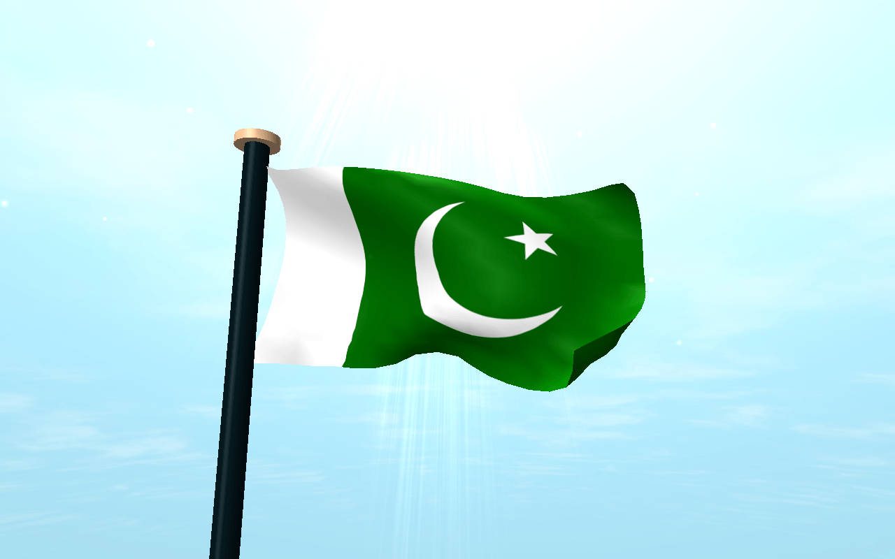 Pakistan flag, animated illustration, bright blue sky, HD Desktop Wallpaper