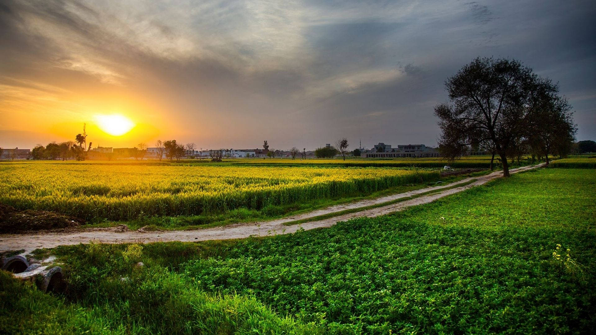 Pakistan, dusk, winding dirt path, Full HD Desktop Wallpaper